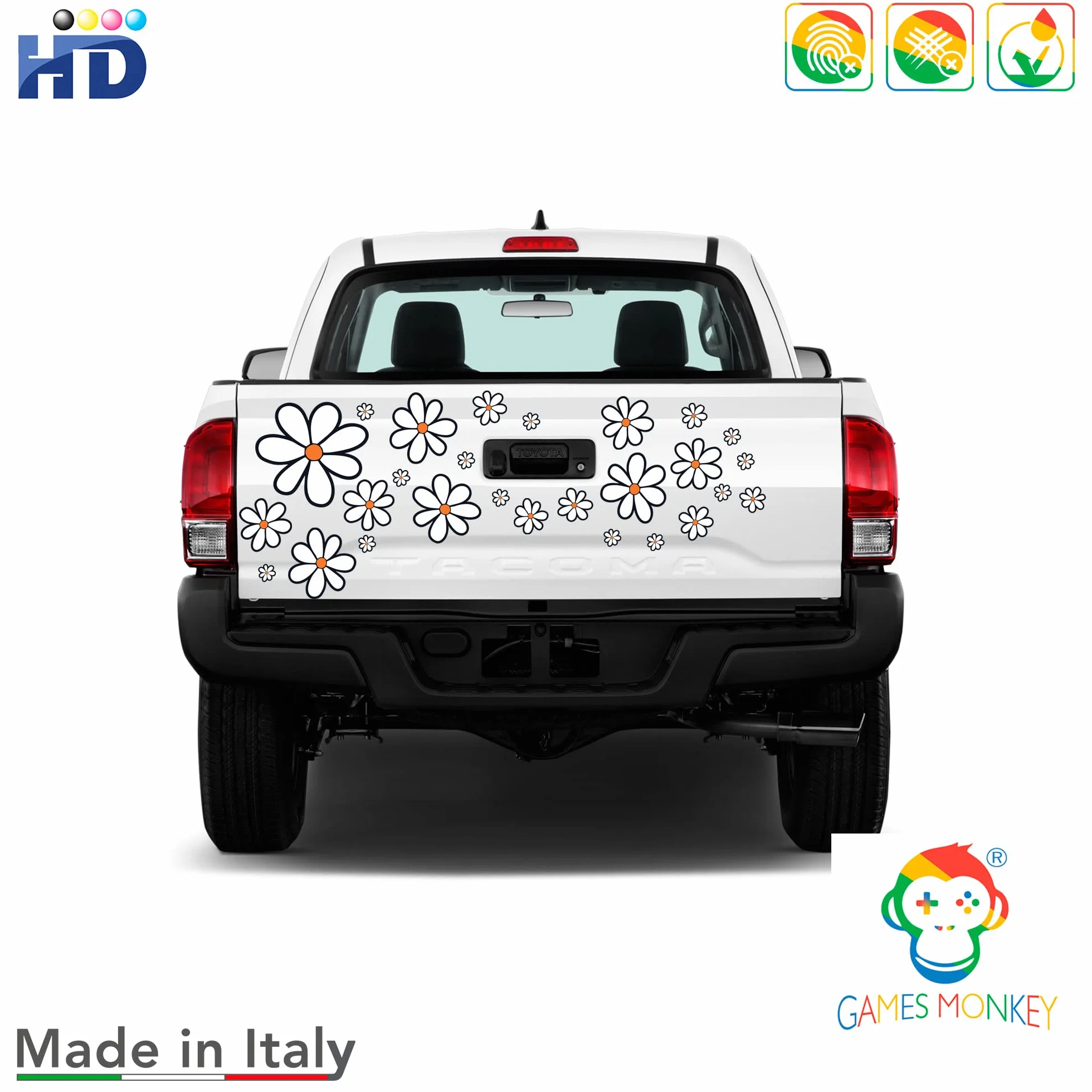 GamesMonkey® Adesivi Auto Fiori Margherite Tuning 27 Pezzi Carrozzeria Moto Bicicletta Stickers Vetri Casco Medium Col 005