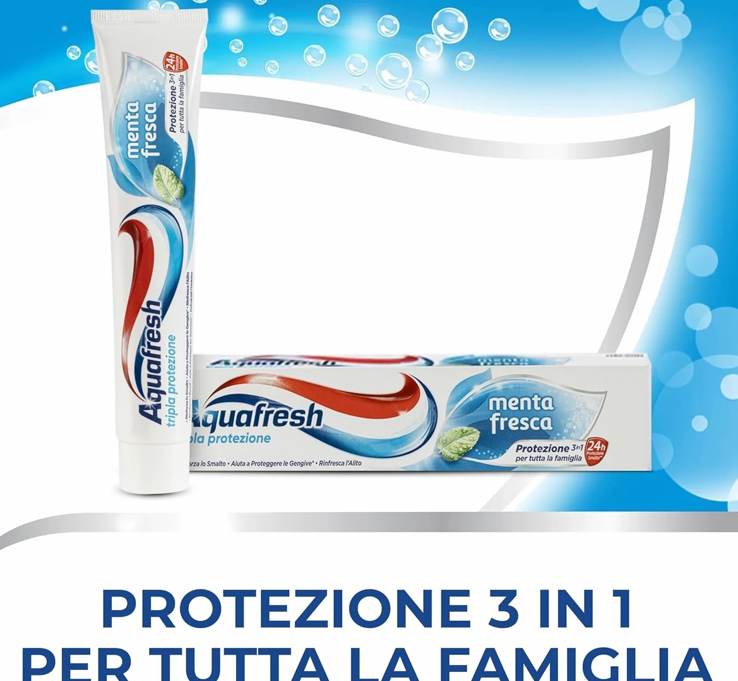 Aquafresh Tripla Protezione Dentifricio 3 in 1 75ml x6 – 450ml