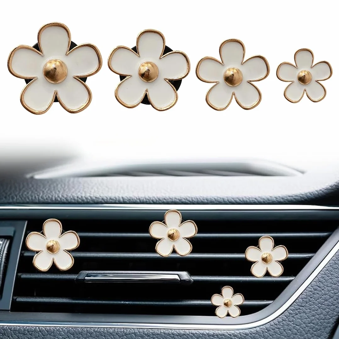 Margherite Decorazioni Auto Interni Set 4 Pezzi Profumatore Auto con 2 Pastiglie Profumate