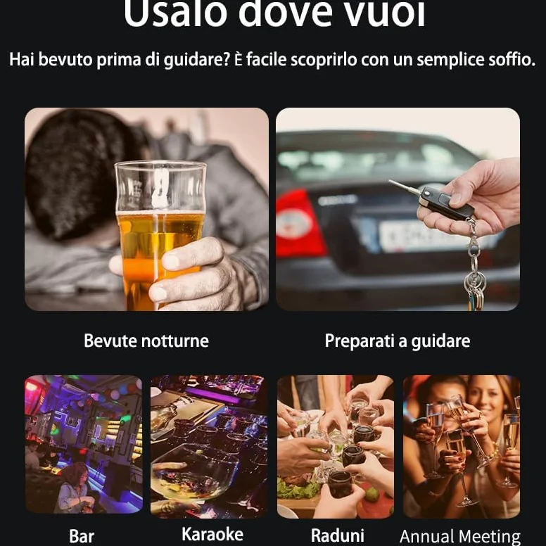 ESPERIA Etilometro Portatile Professionale Alcoltest Certificato Uso Personale Alcoltester Digitale Precisa del Tasso Alcolemico Istruzione in Italiano Incluso 20 pz Bocchini