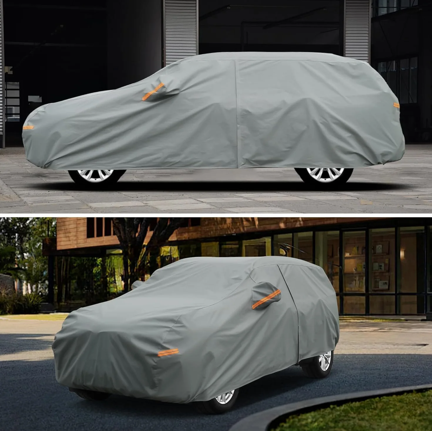 Telo Copriauto da Esterno, Kayme Copertura per Auto Impermeabile Anti UV Vento Antipolvere a 5 Strati. Compatibile Con Cayenne, BMW X5, GLE, Audi Q7/Q8, Range Rover, Grand Cherokee ecc(Fino a 485 cm)