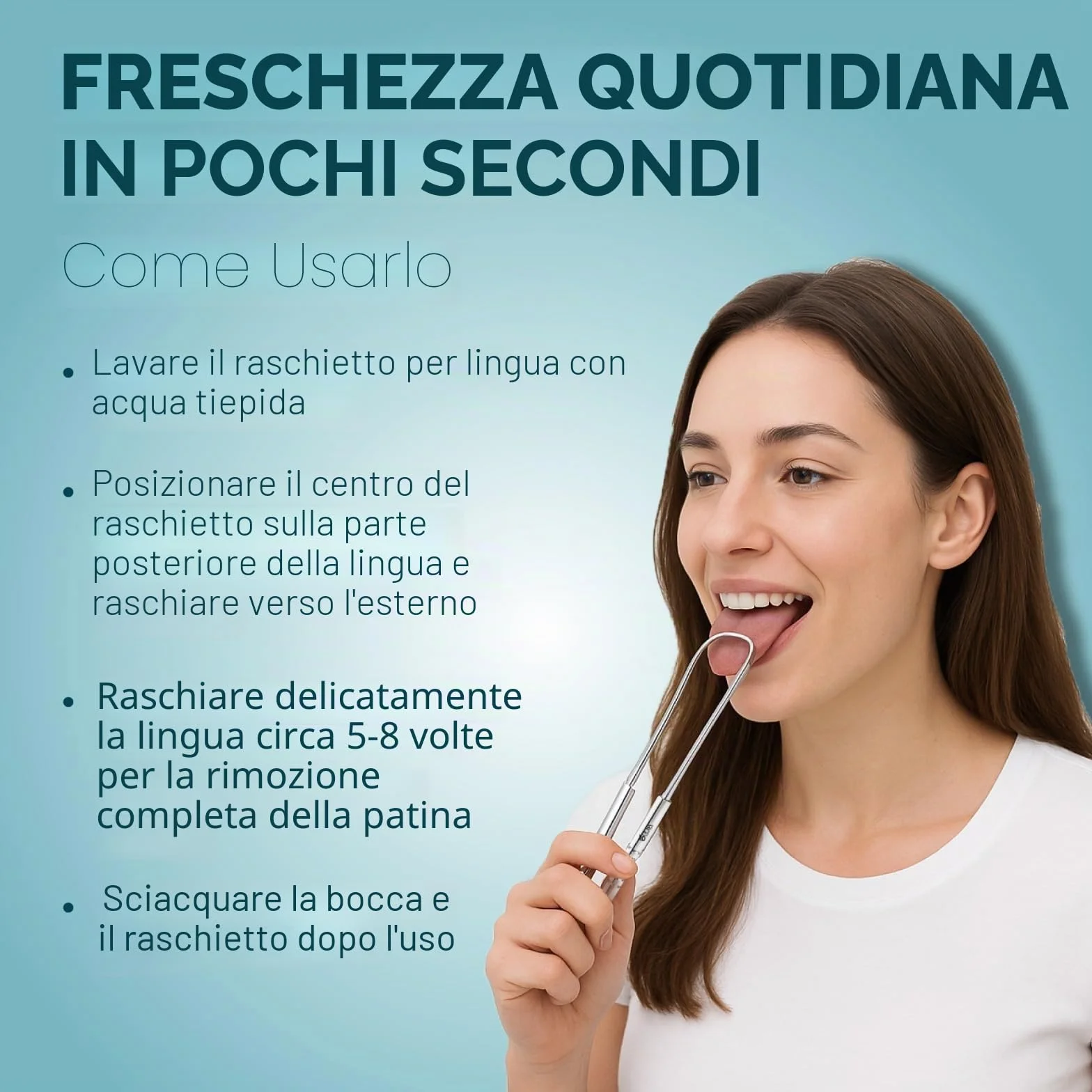 OCBA Raschietto per lingua in acciaio inox per la salute orale