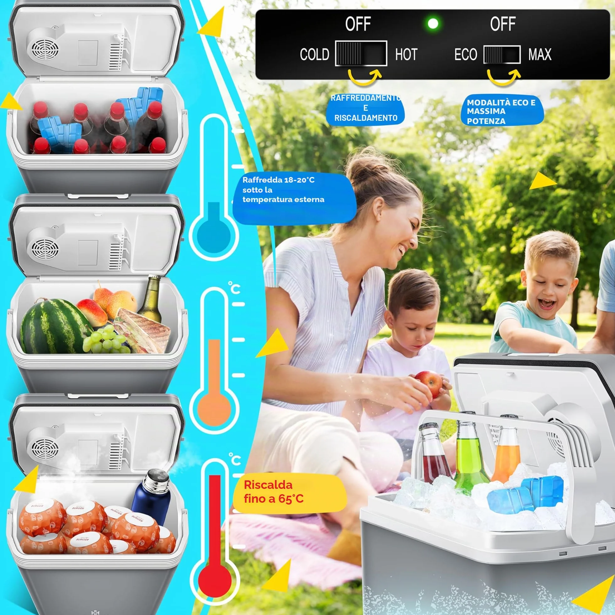 KESSER® Frigobox da 24 litri | RAFFREDDA e RISCALDA | Frigo box termoelettrico 12 volt e 230 volt con 2 batterie di raffreddamento | Mini frigo | per auto e campeggio | EEK A+++| Auto e campeggio