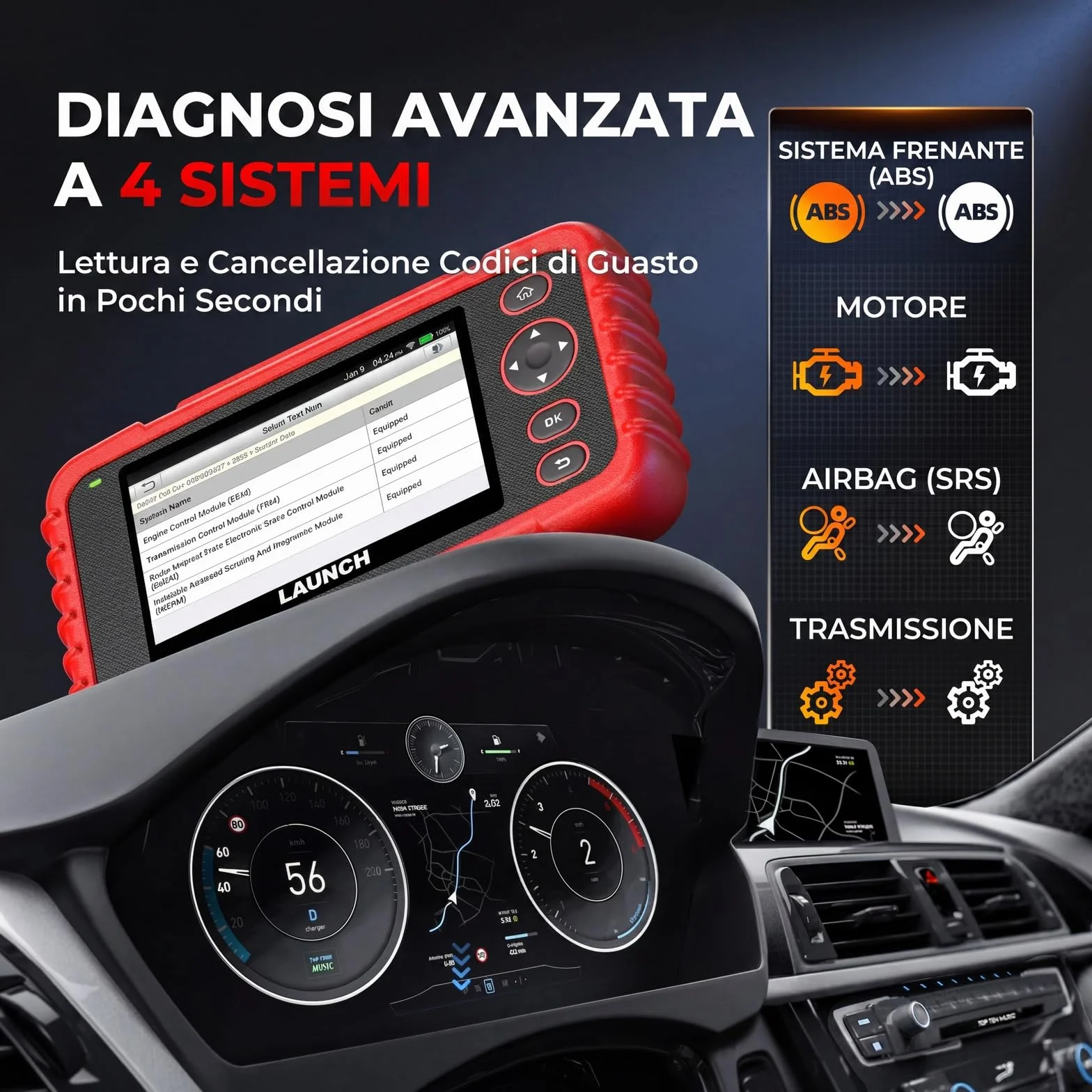LAUNCH CRP123X V3.0 64G OBD2 Diagnostica Professionale 4 Sistemi Reset EPB DPF Olio SAS BMS