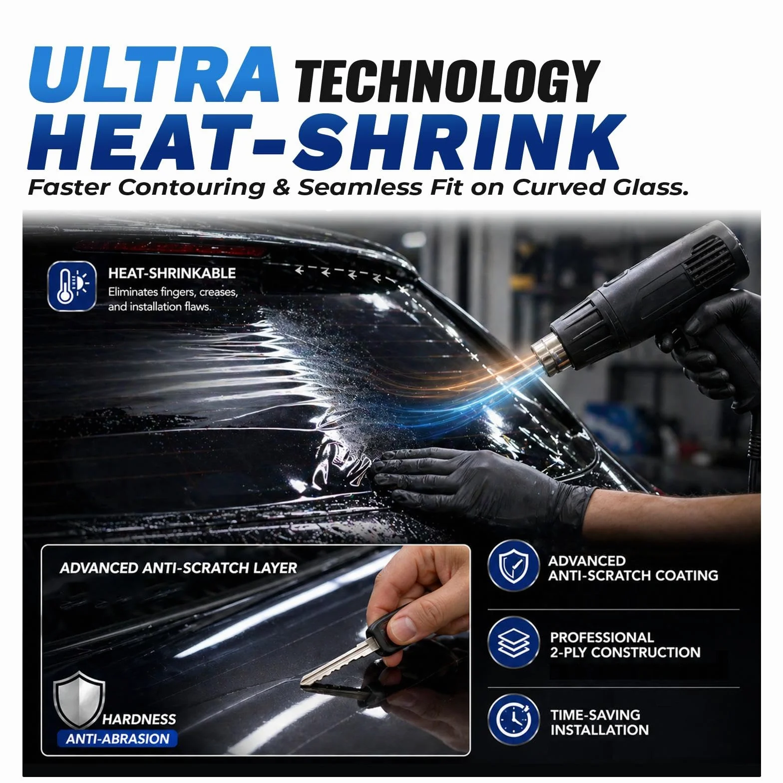 RockRose Pellicola Oscurante Vetri Auto Premium Carbon 20% VLT 60 cm x 7,5 m - 2 Strati Antracite, Protezione UV e Calore, Autoadesiva, Termorestringente, Qualità Professionale