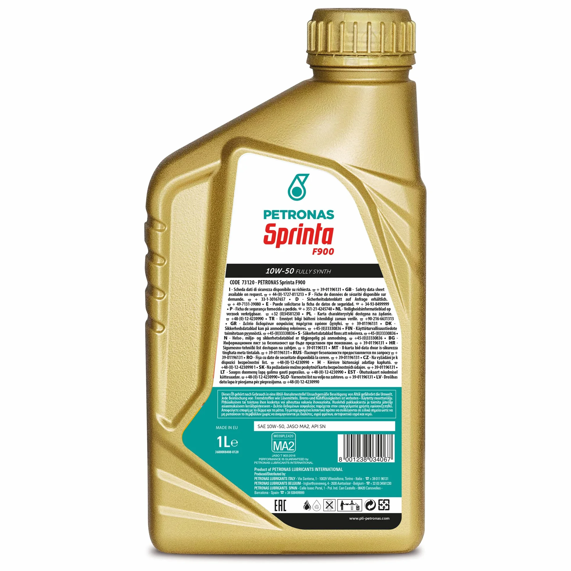 Petronas Sprinta F900 10W-50 4T Olio Motore Sintetico 1L x4