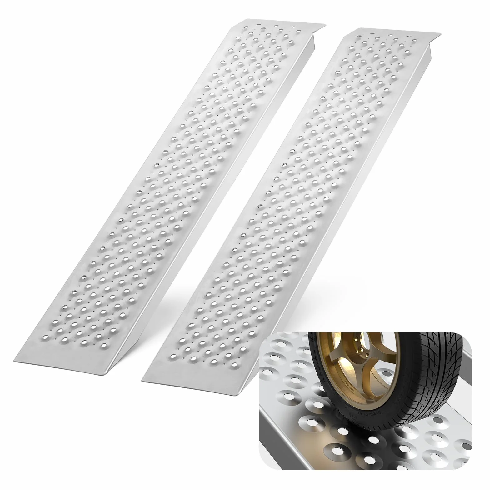 VEVOR Rampa di accesso, Rampa di carico, Rampa per auto 680 kg, Binario di carico, Rampa di carico per auto 2160 x 1375 mm, Rampe 2 pezzi per moto, rimorchio, ATV, UTV, trattore da giardino, Tosaerba