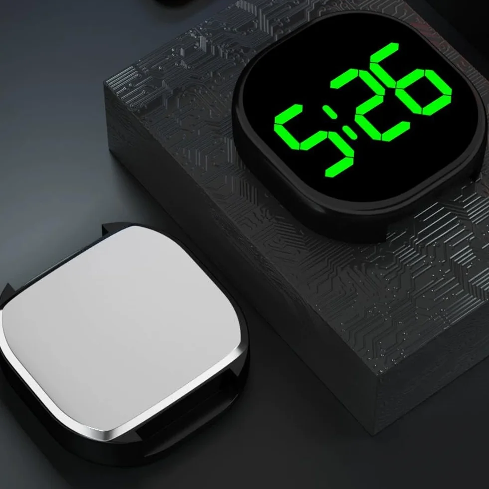 Orologio elettronico, orologio elettronico LED per veicoli, schermo LCD chiaro, utilizzato per cruscotti automobilistici e avventure all'aperto (A)