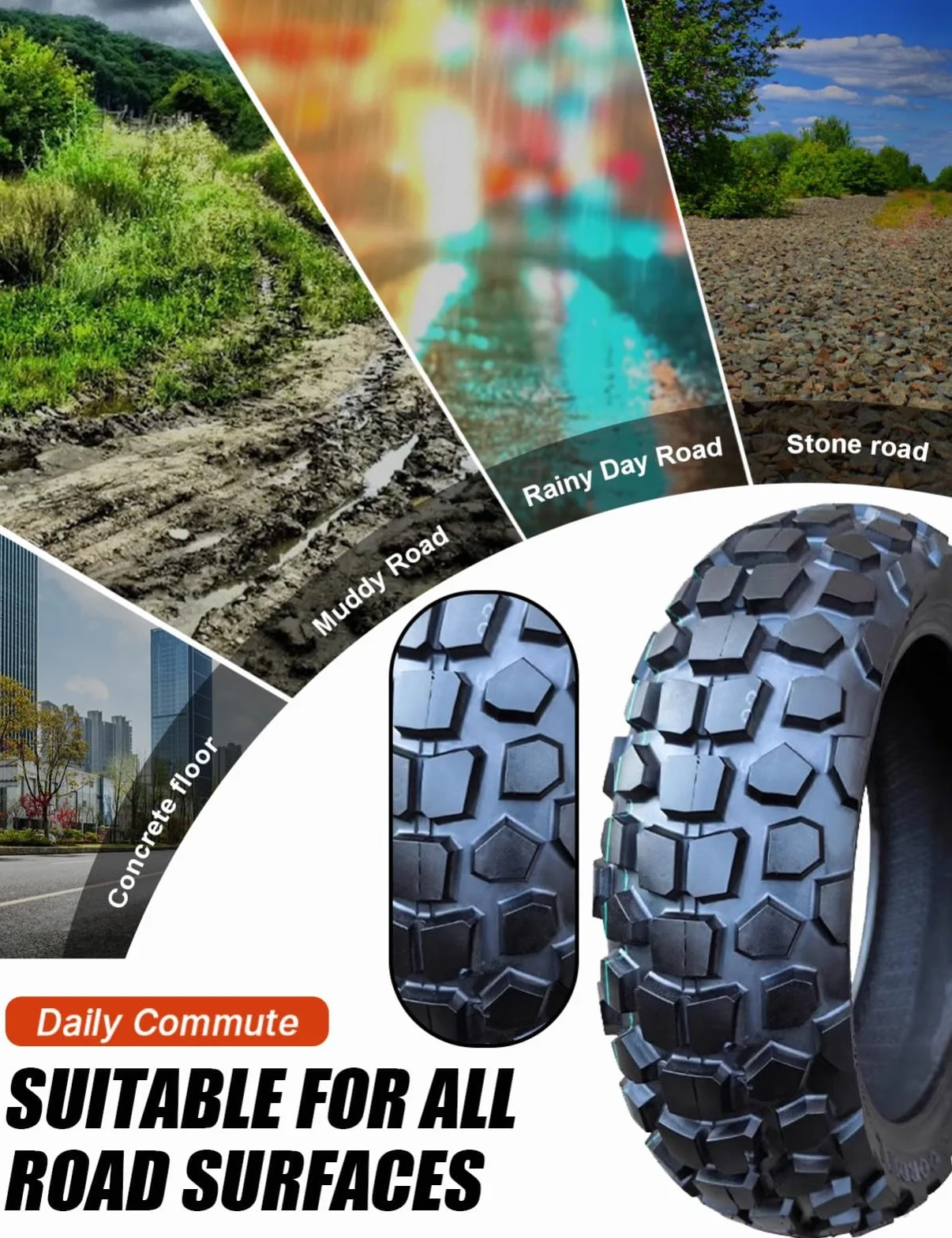 Pneumatico 120/70-12 per scooter/ciclomotore, 4 P.R 225 kPa CARICO MASSIMO 204 kg 59J Pneumatico antiscivolo senza camera d'aria 120/70/12, pneumatico tassellato resistente all'usura