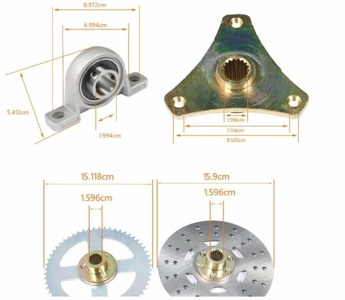 Aramox Kit Assale Posteriore Go Kart Kit Montaggio Assale Posteriore 29 Pollici ASSE Pignone Catena Pinza Disco Freno Mozzi Ruota Ricambio per Quad ATV