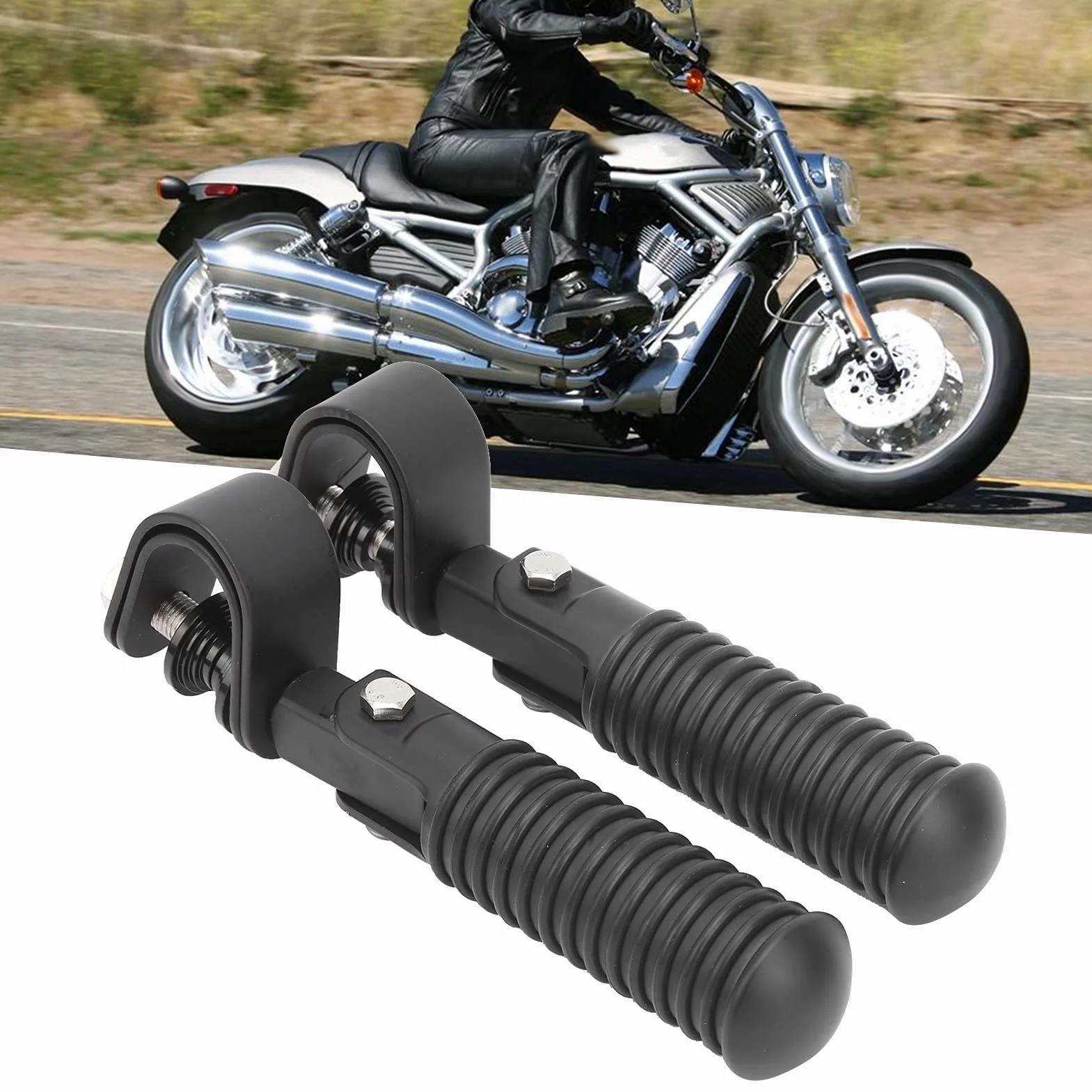 Pedane per moto Pedane per autostrada per barre di protezione Morsetto Supporto per poggiapiedi Protezione per barra di protezione motore Pedane per moto Universali Pratiche 1In (Noir)