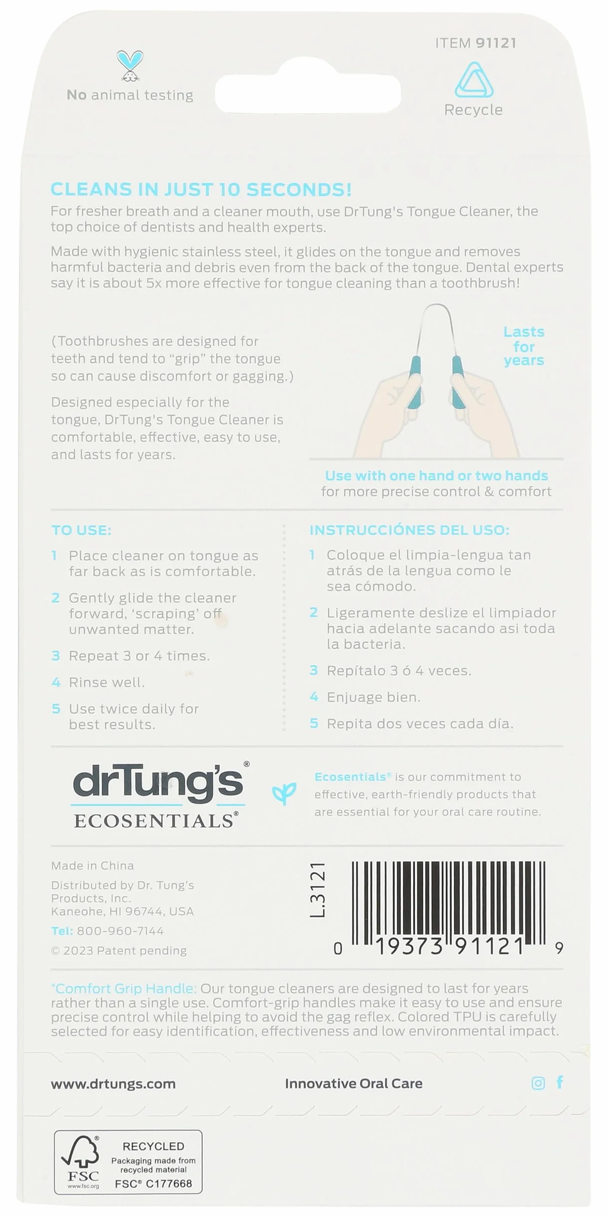 Dr. Tung's Puliscilingua in Acciaio Inox