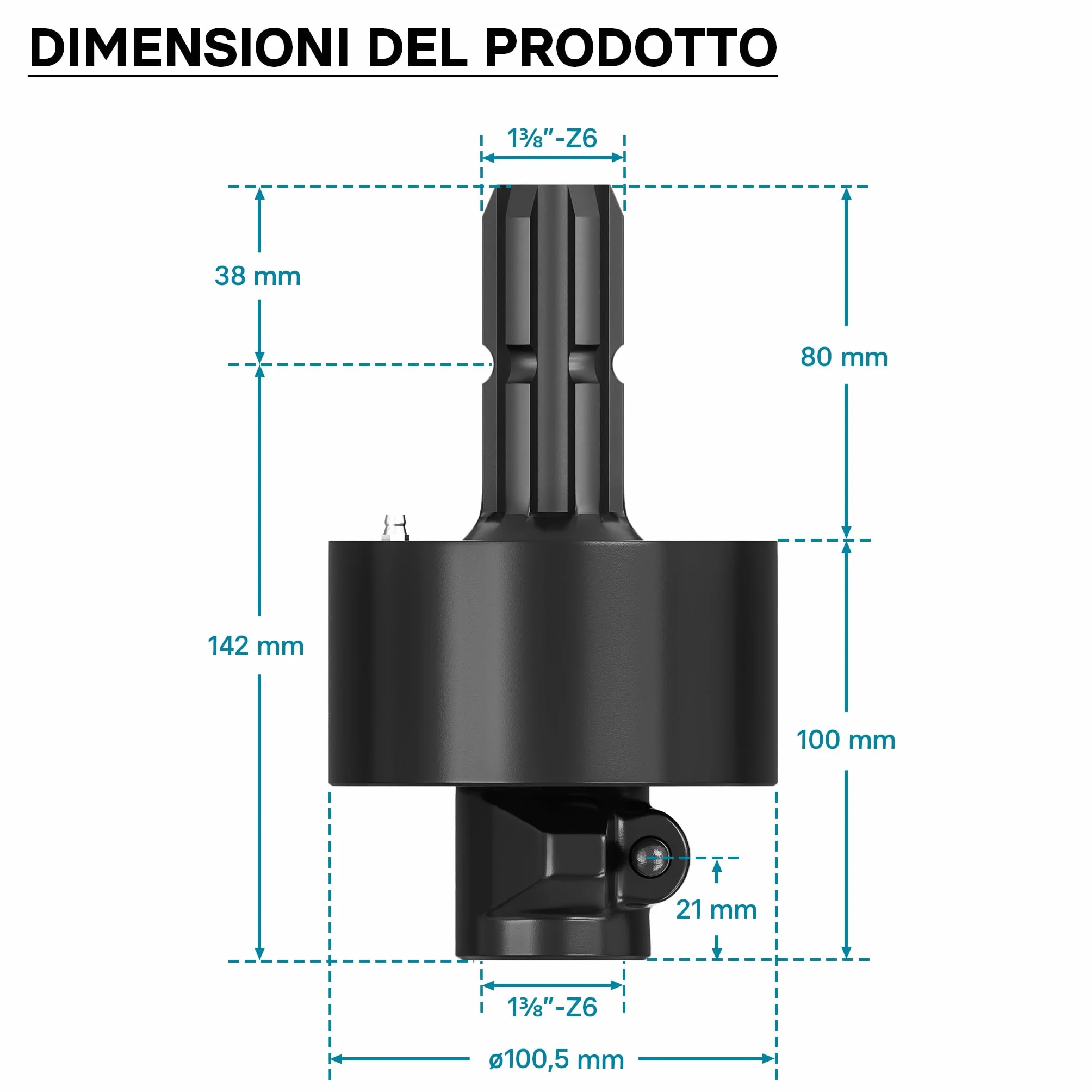 Wiltec Frizione di sovraccarico cardano 220mm Filetto Interno/Esterno 1 3/8" Albero scanalato 6D Max 3500Nm