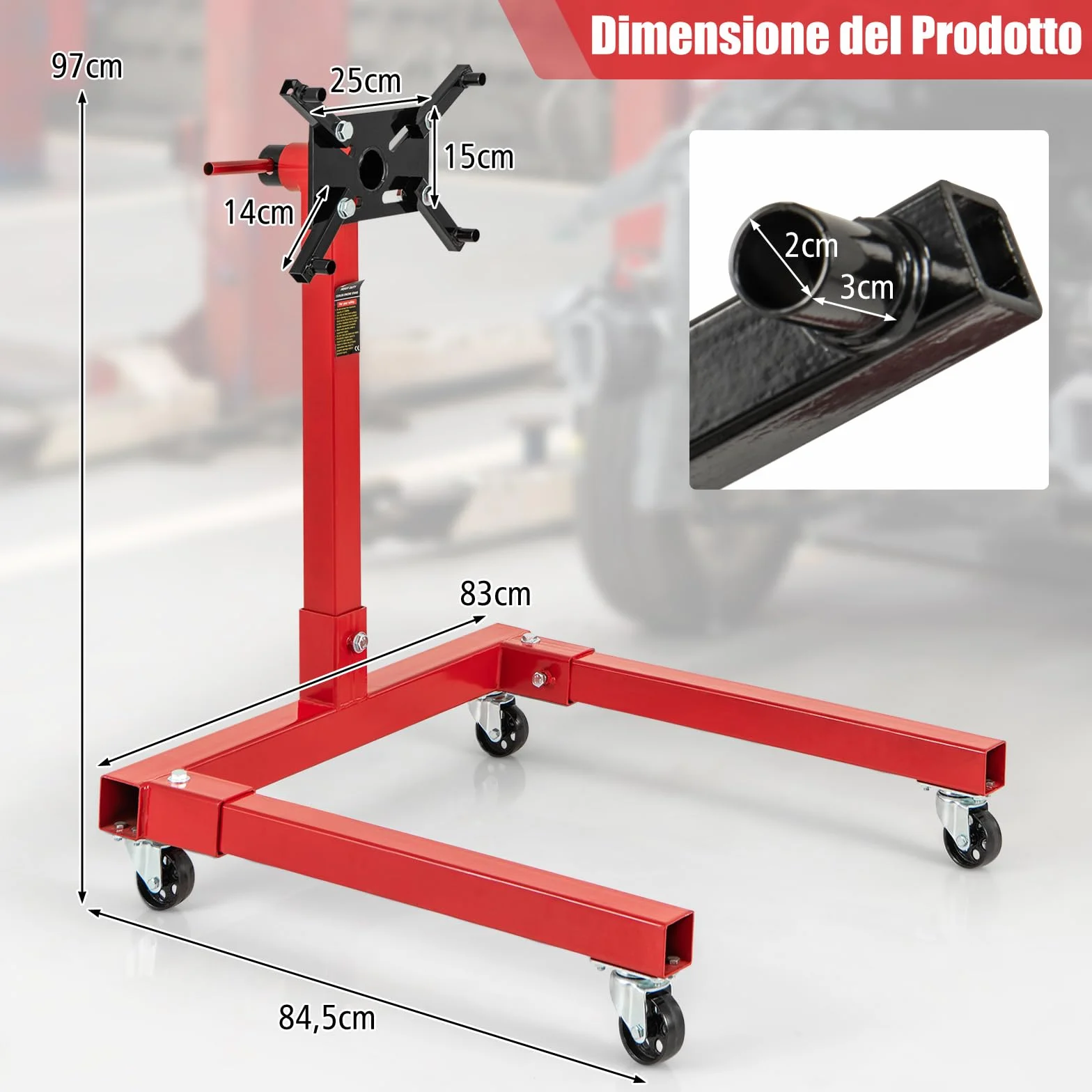 COSTWAY Cavalletto per Motore, Supporto Motore con Testa Rotante a 360°, 4 Bracci Regolabili, Ruote e Maniglia, capacità di carico 340 kg / 680 kg (Modello 680kg)