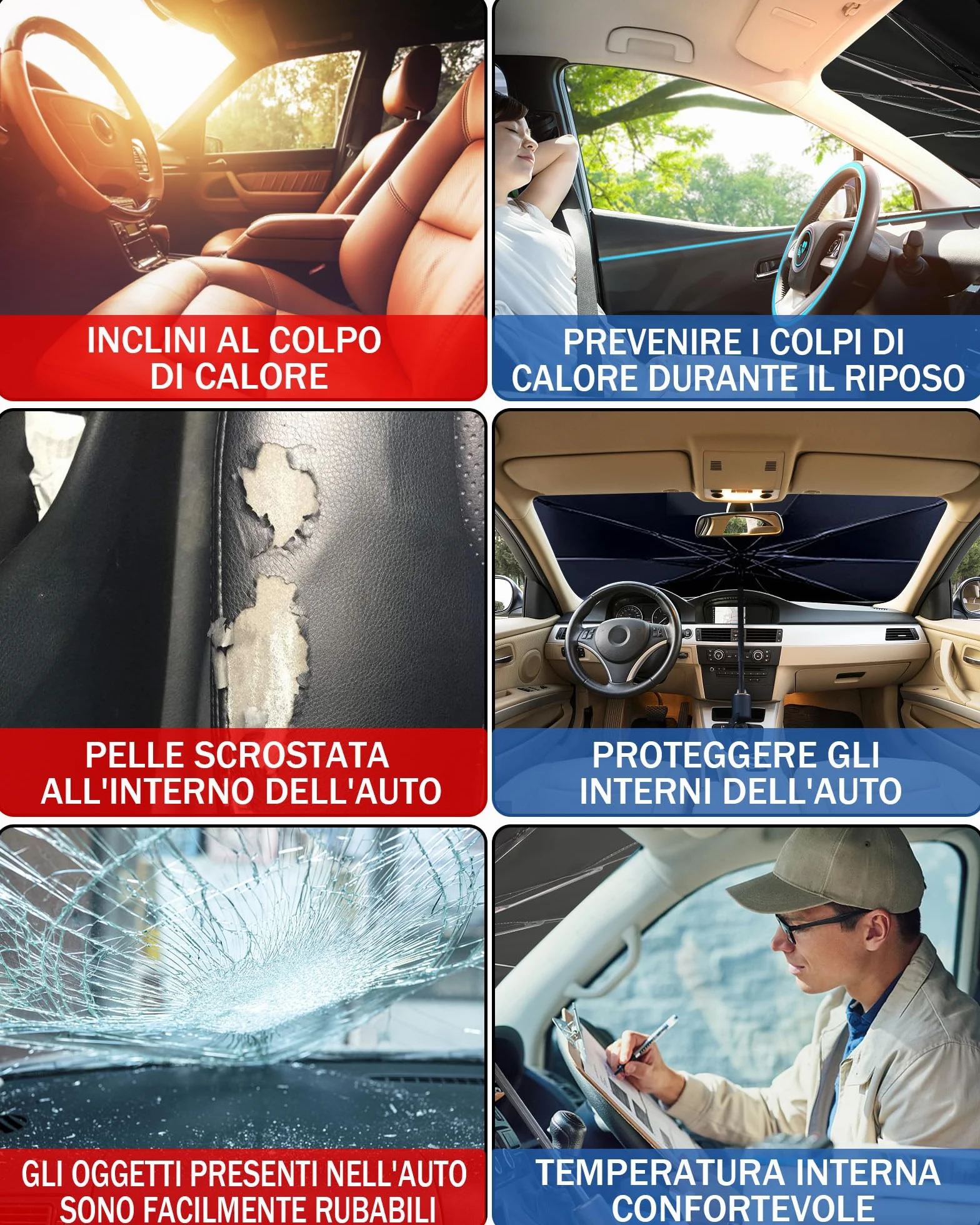 Parasole Auto Parabrezza Pieghevole Universale Blocca 98,6% Raggi UV Protezione