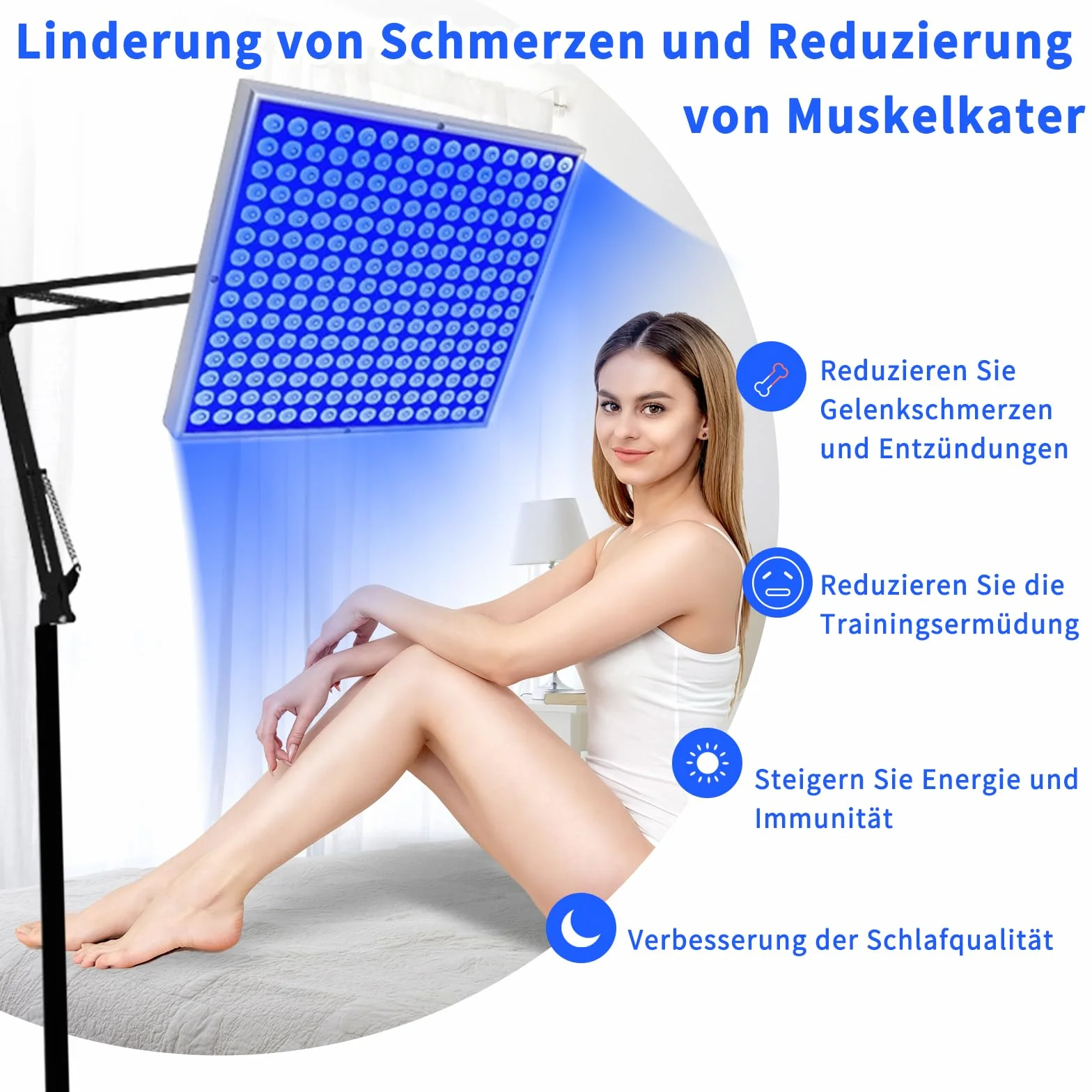Solarium per la casa 460 NM lampada abbronzante 225 LED supporto pieghevole regolabile gancio sospeso corpo viso