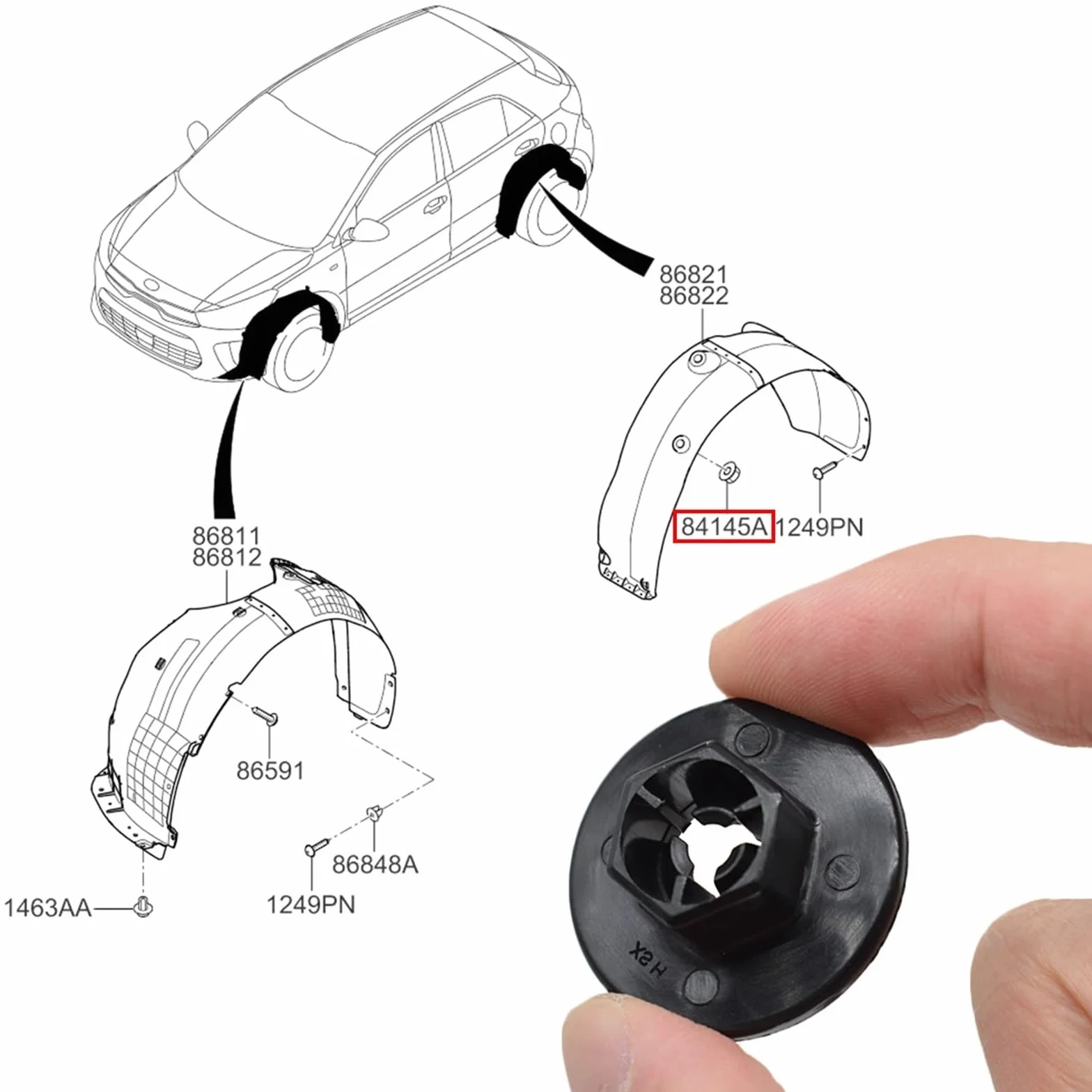 20 Clip Dado for paraspruzzi for Rivestimento passaruota, compatibili for Hyundai Elantra Tucson Santa Fe Solaris Kia Sedona Soul Optima Cadenza 8414526000