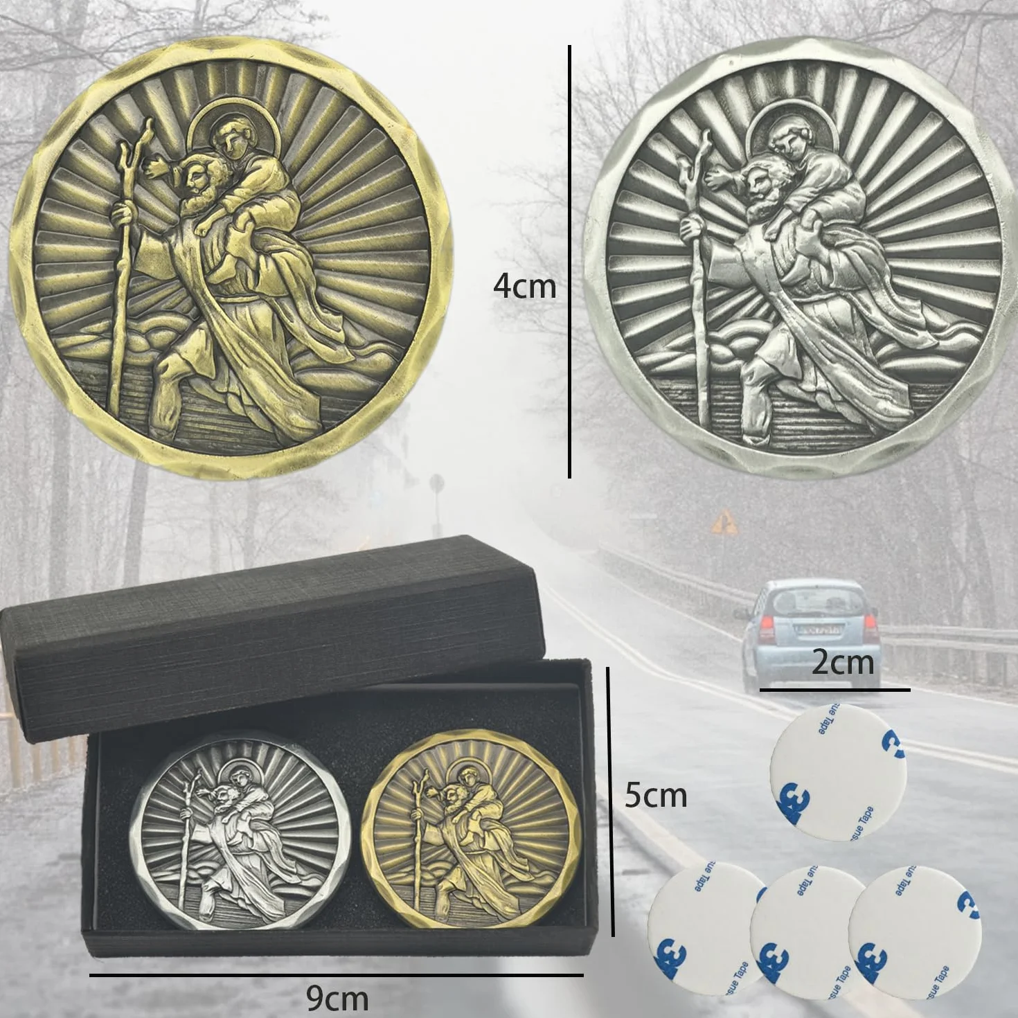 San Cristoforo targhette auto portafortuna magneti adesivi