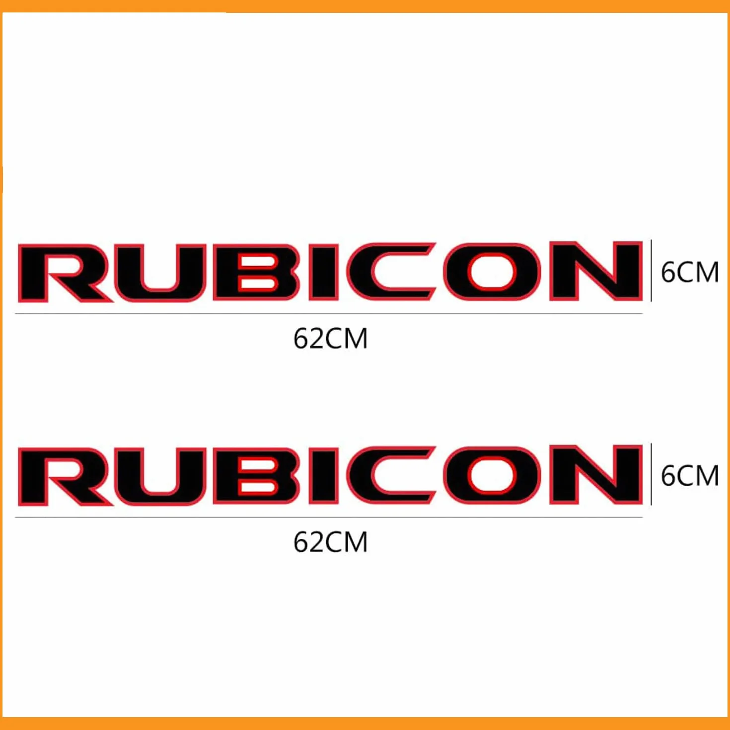 Adesivi Laterali Rubicon per Auto, Rosso e Nero, 62 x 6 cm, 2 Pezzi, TJ