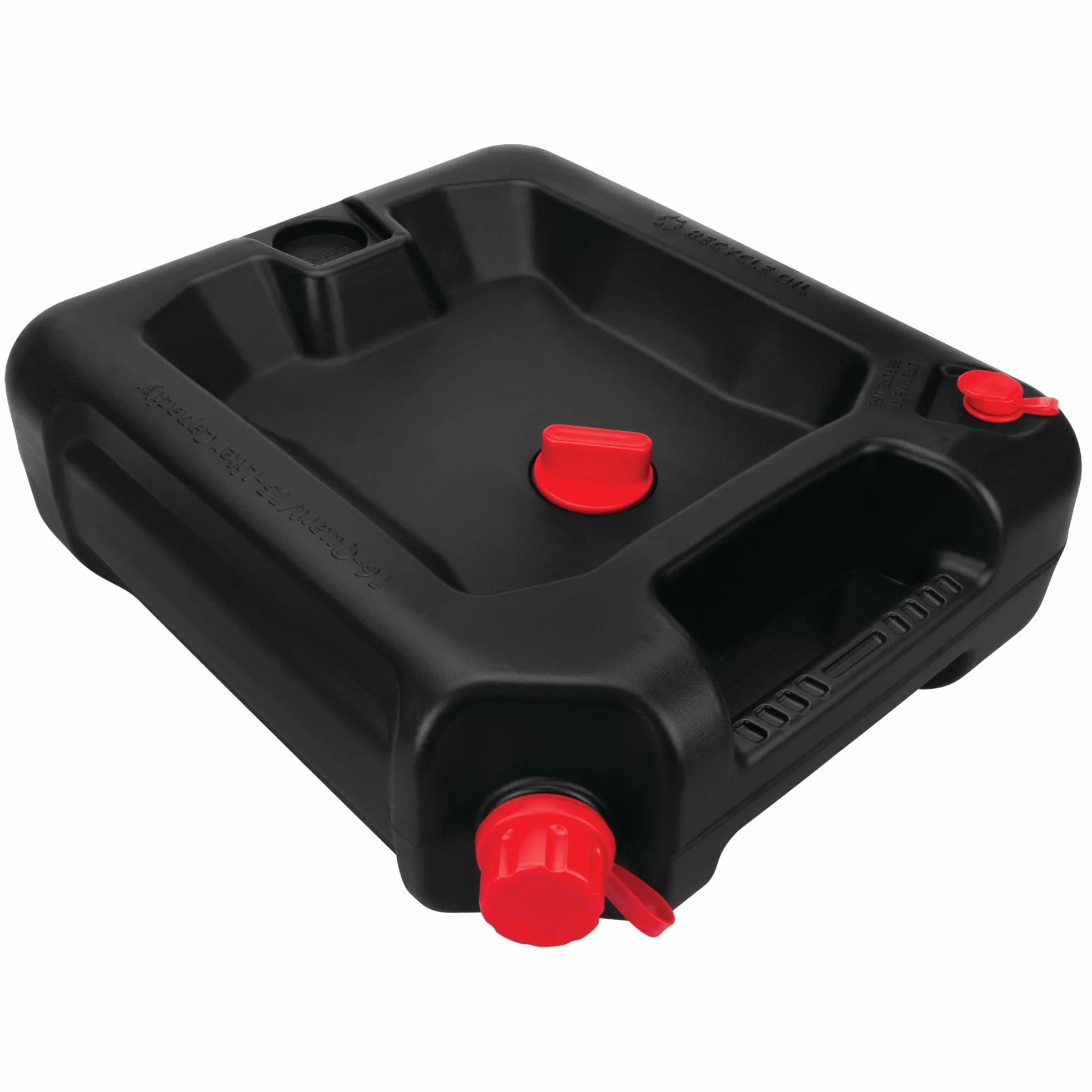 PERFORMANCE TOOL W4076 Contenitore di Scarico dell'olio da 16 Litri, pozzo di Scarico Profondo, Maniglie Integrate, guarnizioni in Gomma di Tenuta, Nero