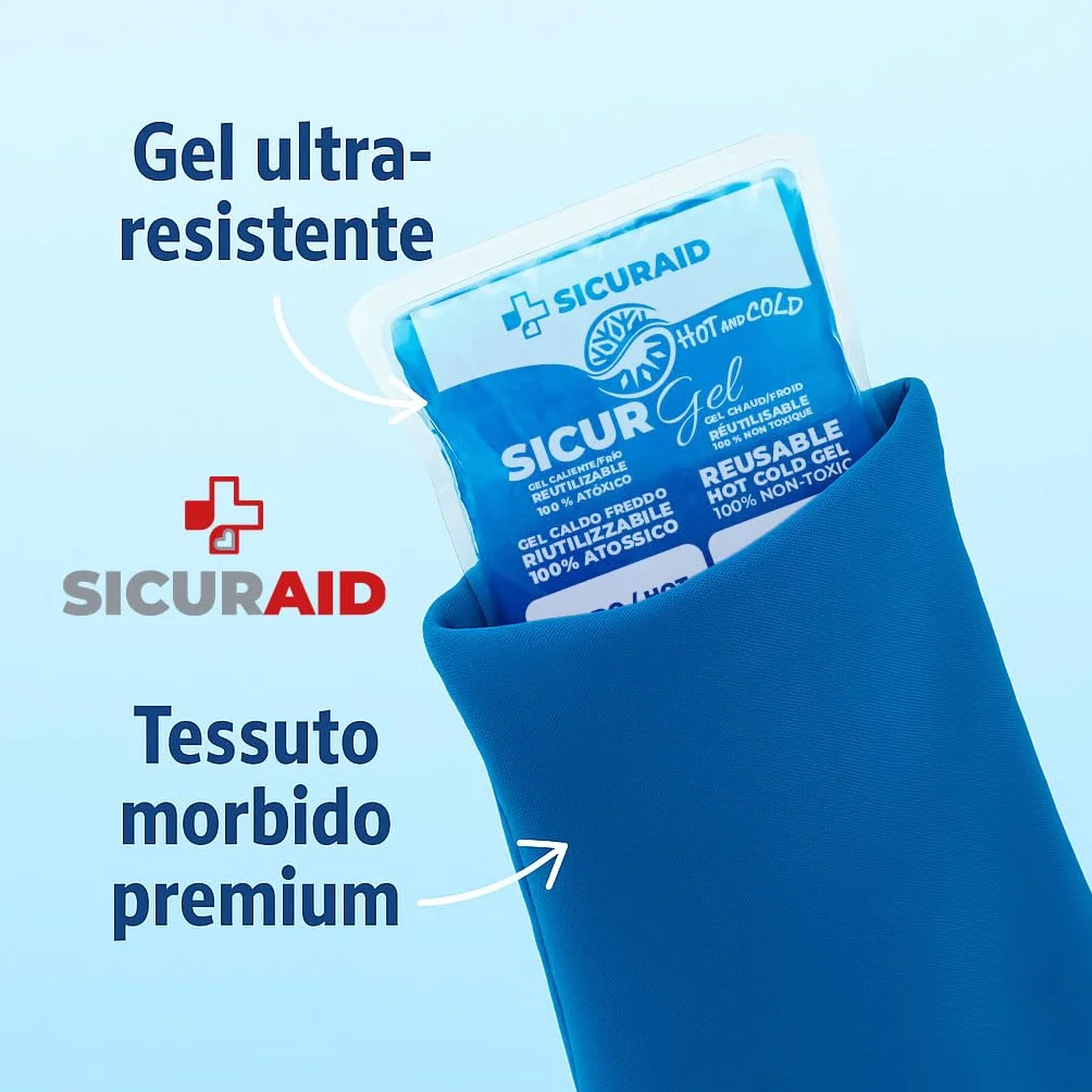Sicuraid Ghiaccio Gel Riutilizzabile Made in Italy Impacco Caldo Freddo per Dolori Muscolari Borsa Ghiaccio Corpo con Sacca Protettiva 1 Pezzo Grande