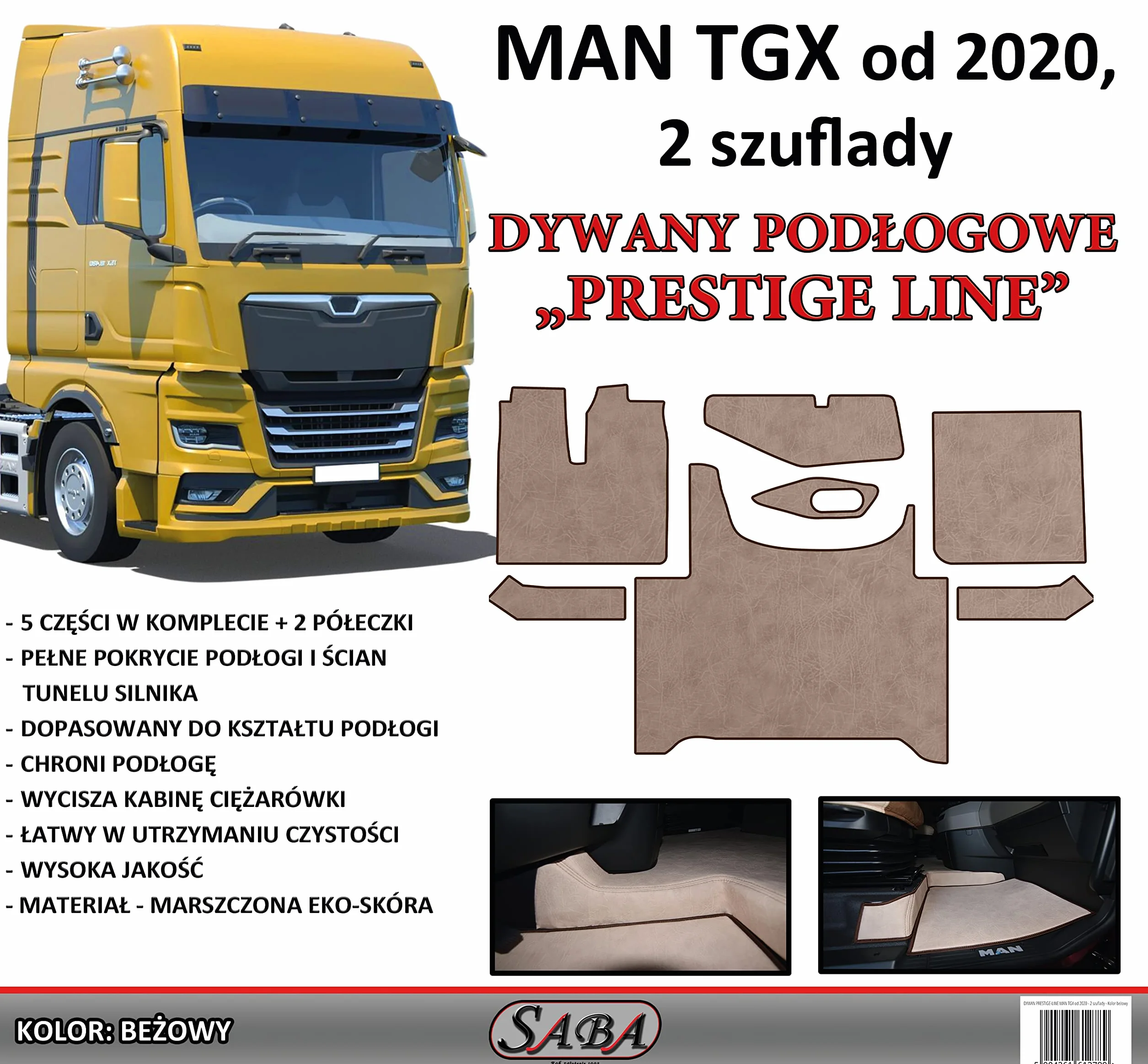 Tappetini per Camion MAN TGX 2020 Beige Ecopelle Accessori Interni Camion
