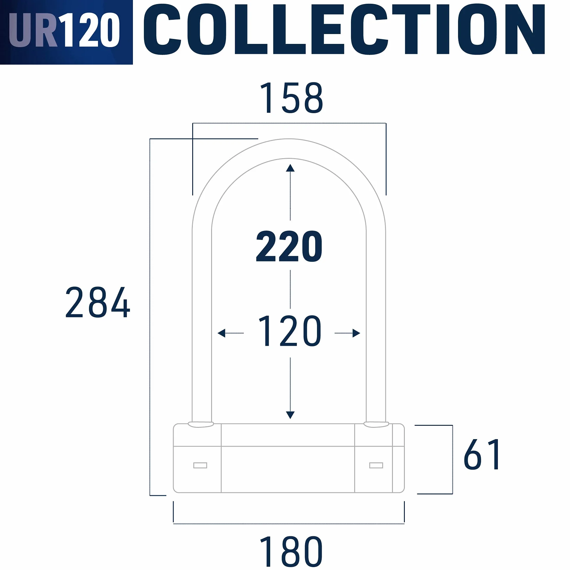 URBAN UR120220 Lucchetto a U per Moto Massima Sicurezza Omologato SRA, Arco ø18 Acciaio Temprato Doppio Blocco, Più Visibile, Antifurto a U lock 120x220mm Più Versatile per Blocco Pneumatico Moto