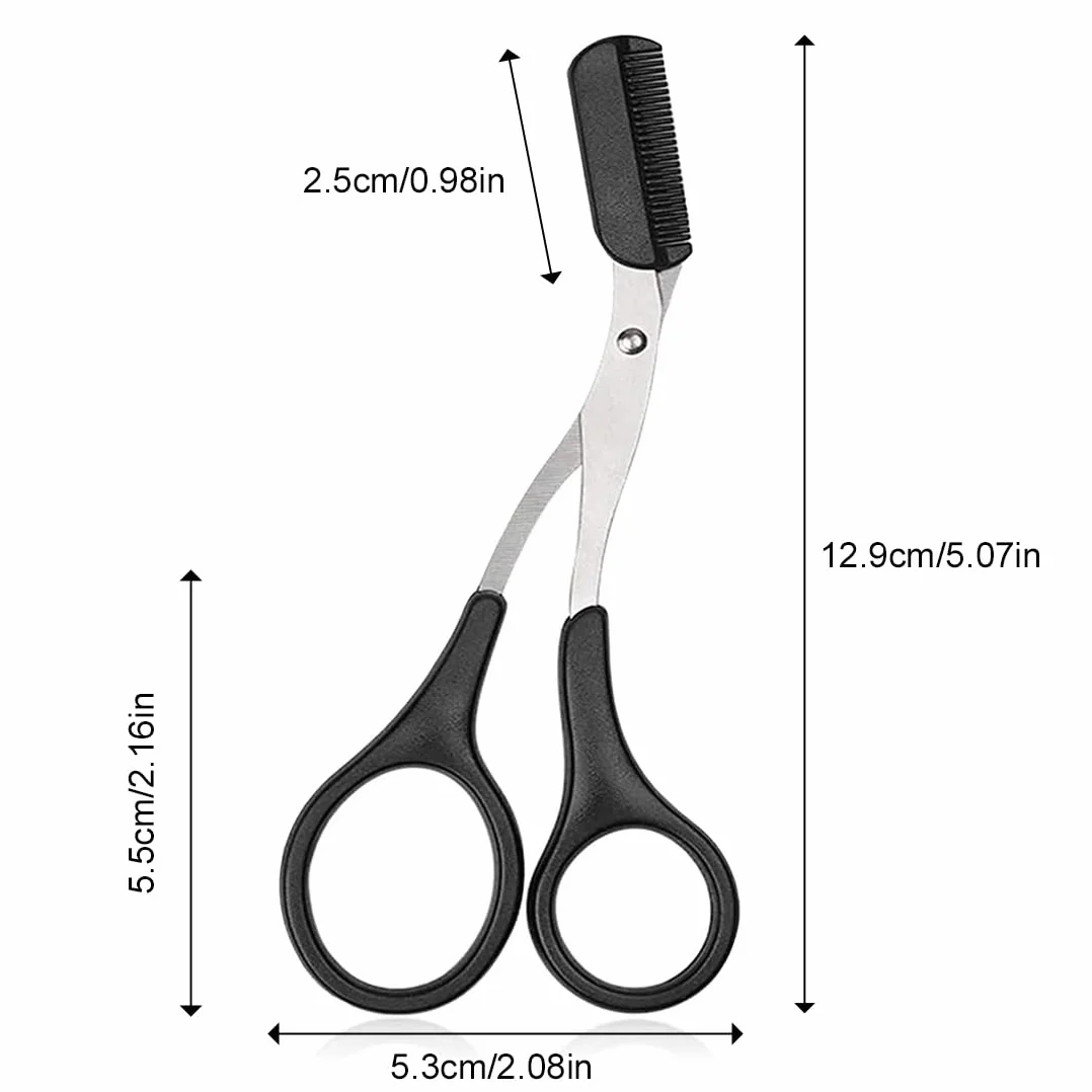 Forbici Sopracciglia Trimmer Ciglia Pettine Rimovibile 2 Pezzi Nero Rosa
