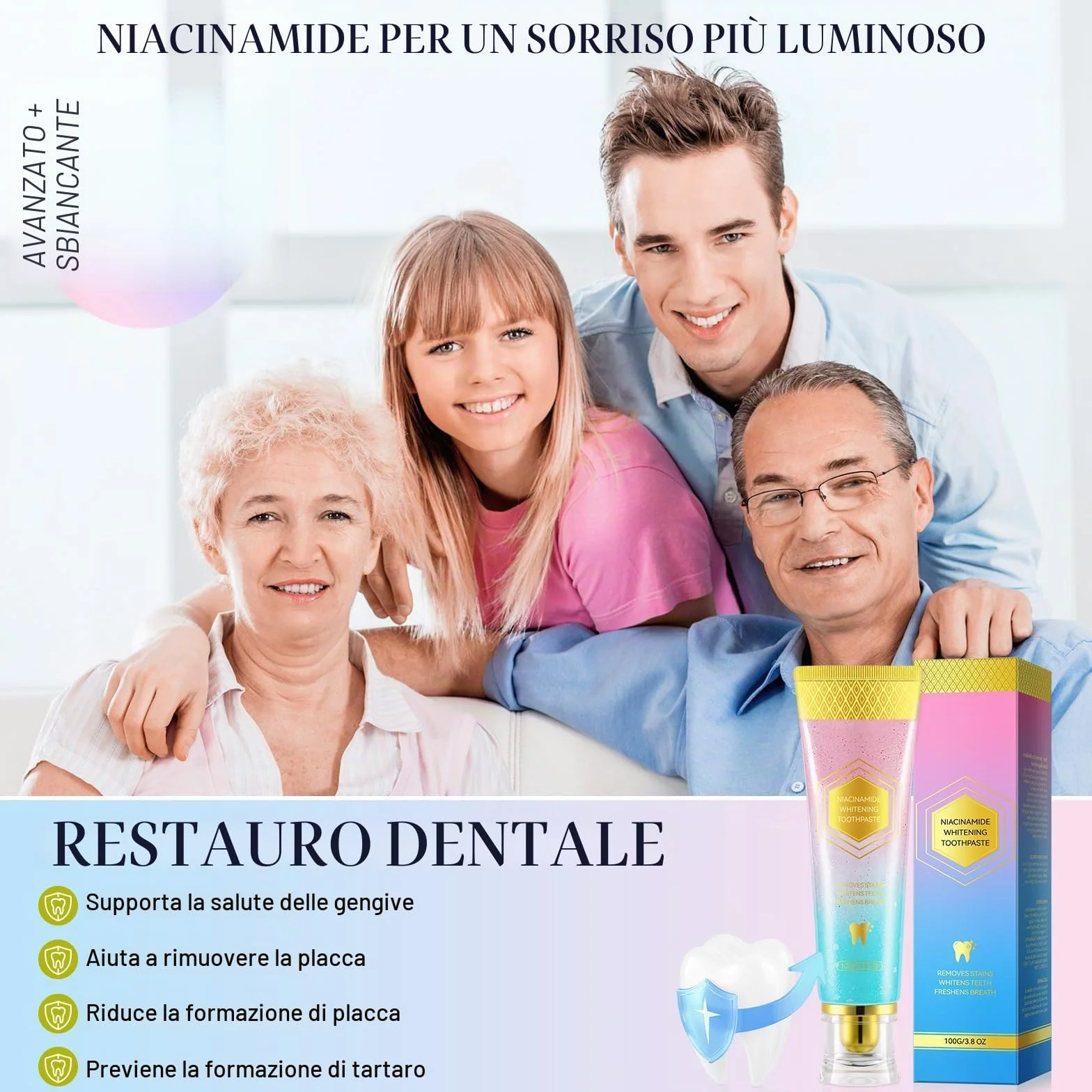 Niacinamide Whitening Toothpaste 2 Pezzi 200g Sbiancante Naturale Remove Stain
