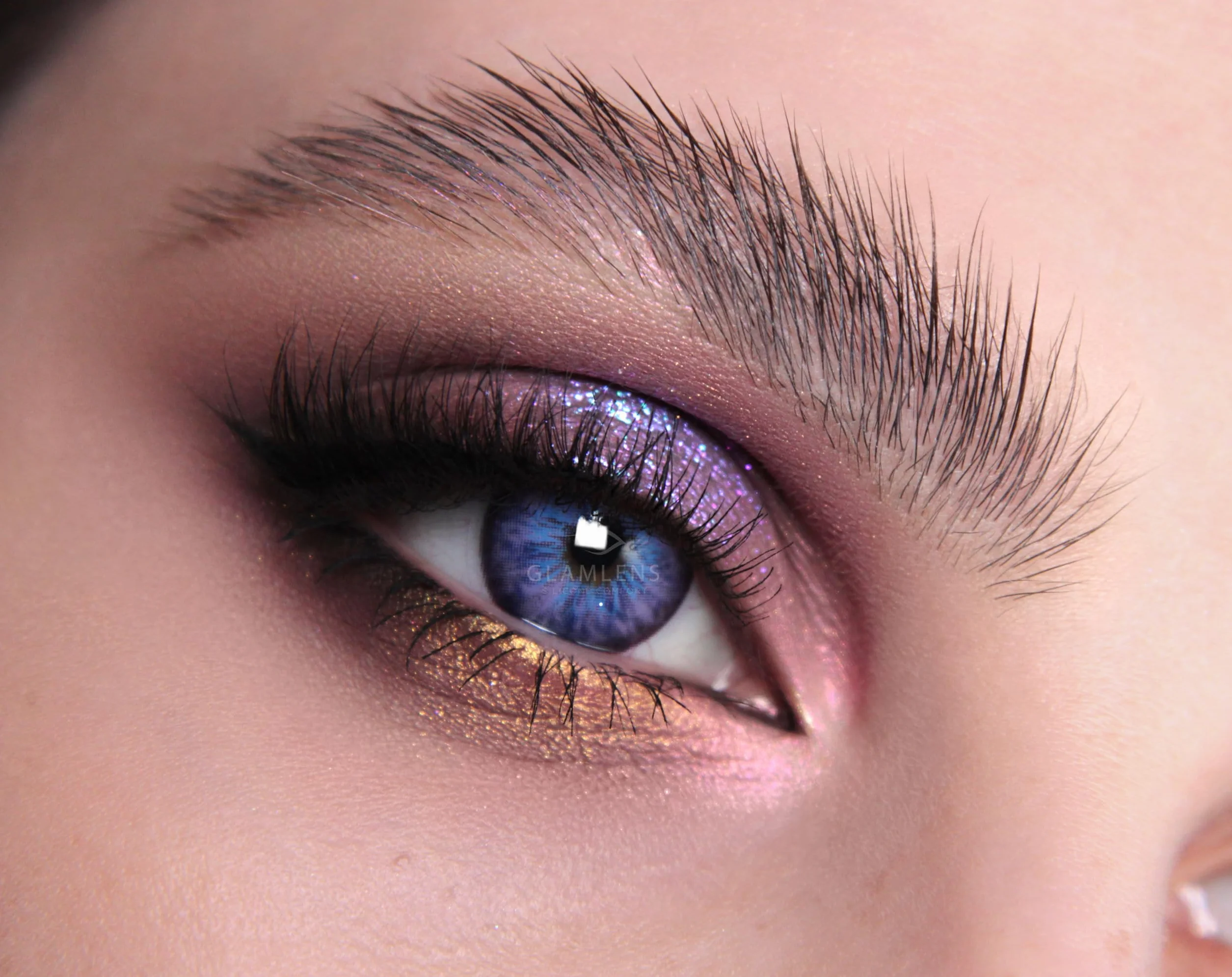 GLAMLENS Lenti a Contatto Colorate Viola Madrid Violet - Silicone Idrogel - 2 Pezzi - DIA 14,00 - 0.00 Diottrie