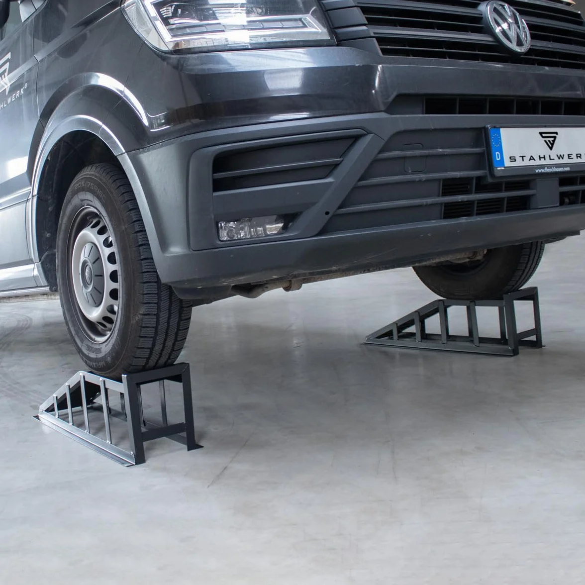 STAHLWERK GT-14 ST - Set di 2 rampe di carico da 2 tonnellate, cavalletto per auto, cavalletto per auto