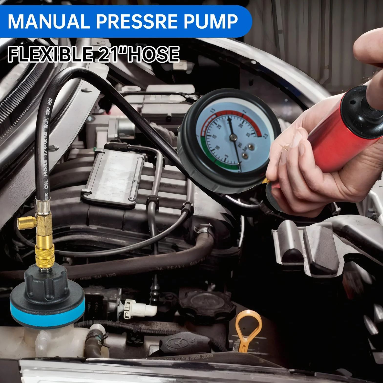 19 Pz Sistema di Raffreddamento Kit Tester di Pressione Del Radiatore, Serbatoio Dell'Acqua Universale Rivelatore di Perdite Auto Sistema di Raffreddamento Tester Kit con Pompa booster manuale