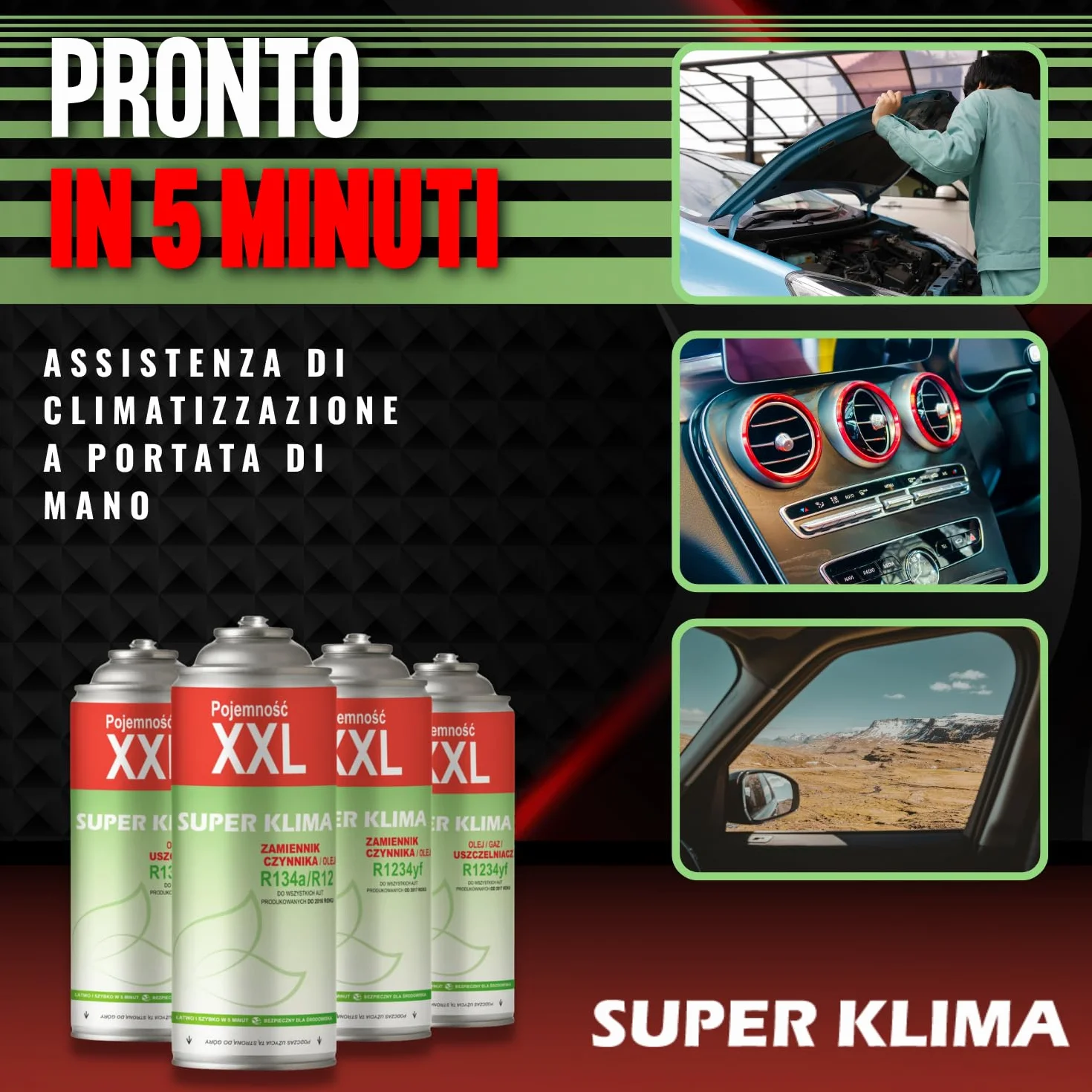 Ricarica Clima Auto R1234yf Gas Refrigerante Aria Condizionata Veicolo Bomboletta Kit Auto SUPER KLIMA