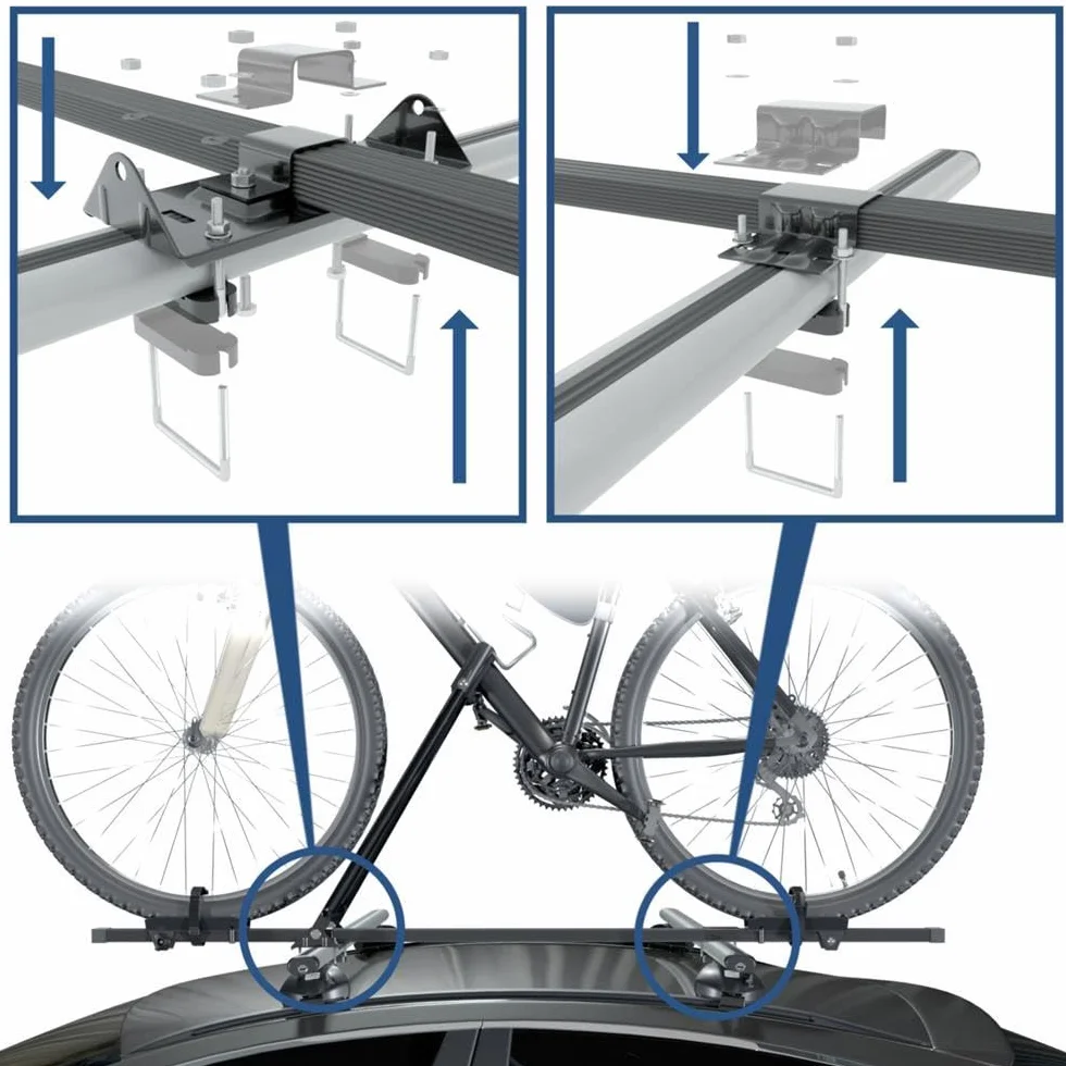 Mossa 4X Portabici da Tetto, Portabiciclette con Barra in Acciaio