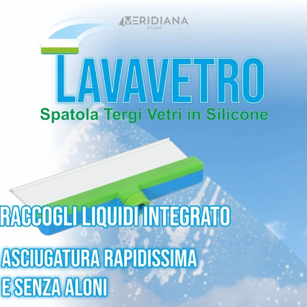 Meridiana Lavavetro in Silicone SMART con Vaschetta Raccogli Acqua - Pulizia Vetri senza striature