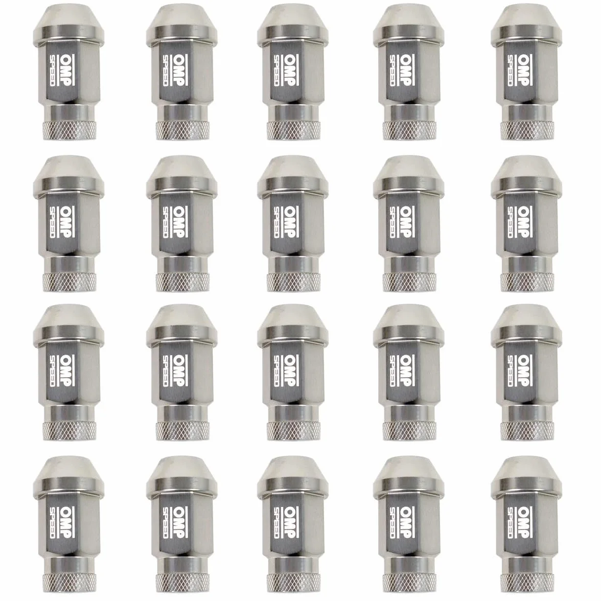 OMP SPEED Set 20 Dadi Ruota con M12X1.25 Metrico 19 Chiave Filettata Lunga da 40MM Grigio Alluminio Colore 7075