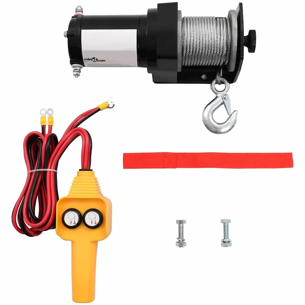 vidaXL Verricello Elettrico 12 V 907 kg Telecomando a Filo Paranco Argano
