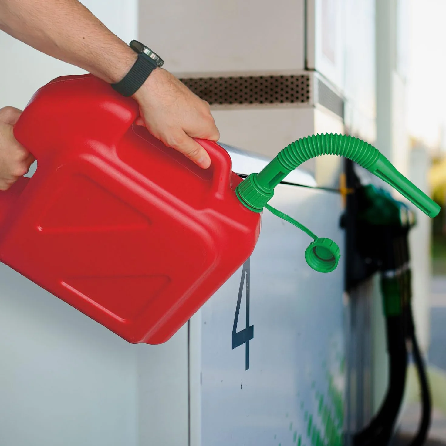 ToM PaR Tanica benzina 10L HDPE Certificata UE Indicatore livello beccuccio anti-versamento Per benzina & diesel Rossa