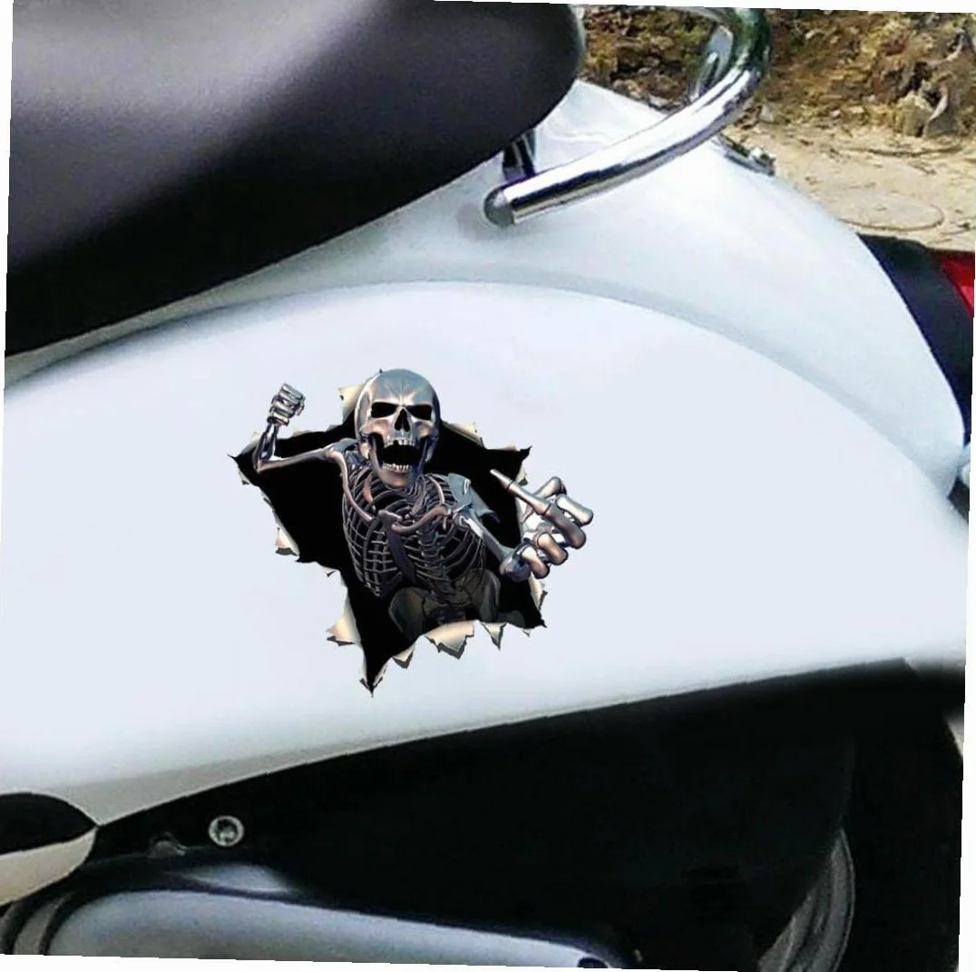 Generico Adesivi per Auto creatività Scheletro in Metallo Teschio nel Foro Adesivi per Auto Graffi Cover DecalcomanieDisponibili e Professionali.