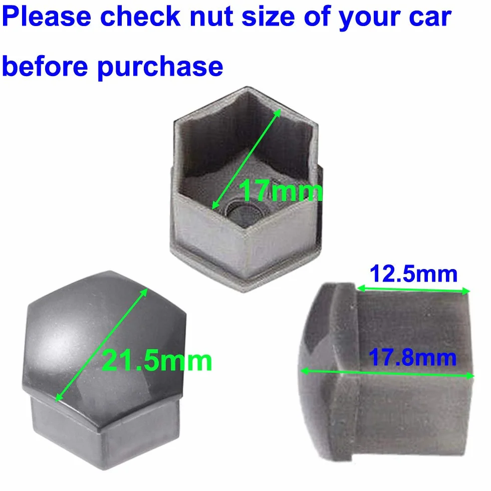 Gebildet 24 Pezzi Copridadi Ruota 17mm Copridadi Bullone Ruota, Copridadi Esagonali per Pneumatici con Set di Strumenti di Rimozione per Auto(Grigio)