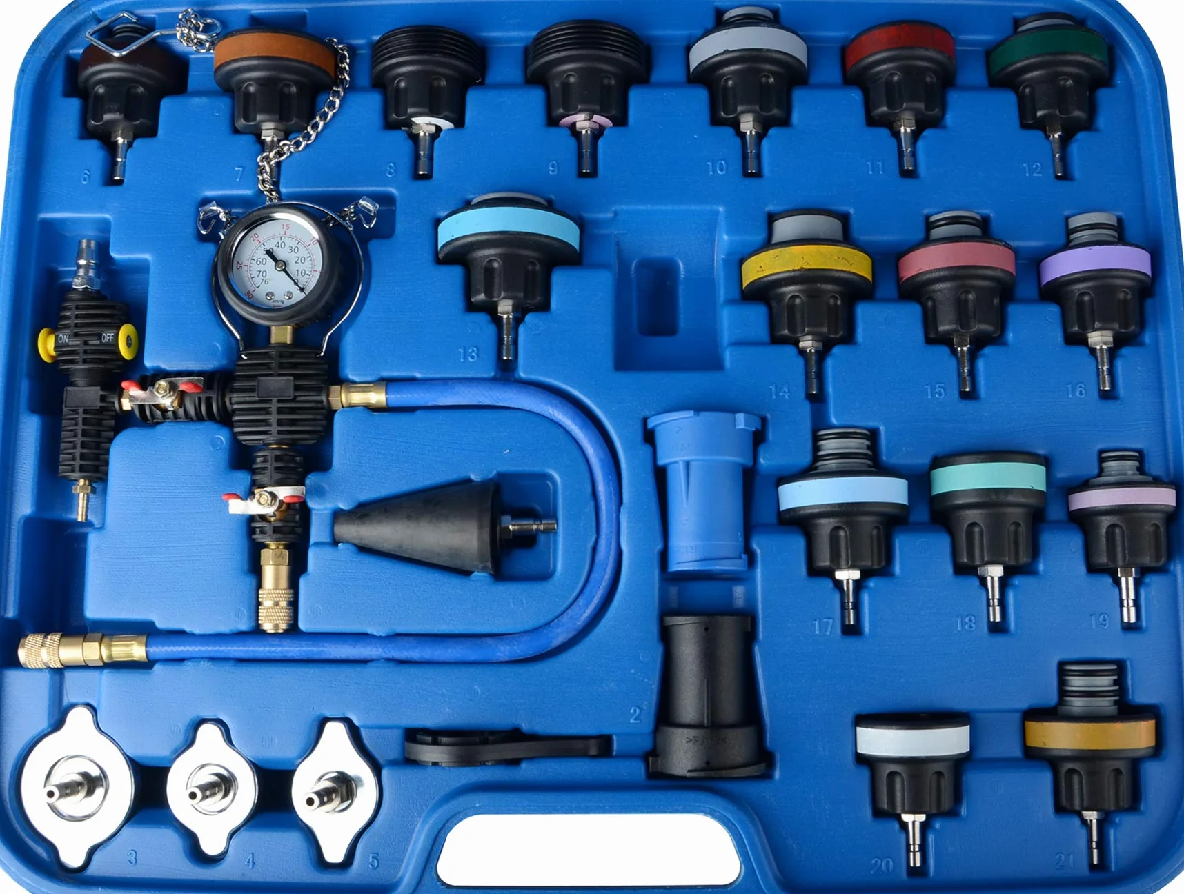 DAYUAN 28 Pezzi Universale Radiatore Pressione Tester Kit per Il Test del Sistema di Raffreddamento, Strumento ad Aria compressa per Auto