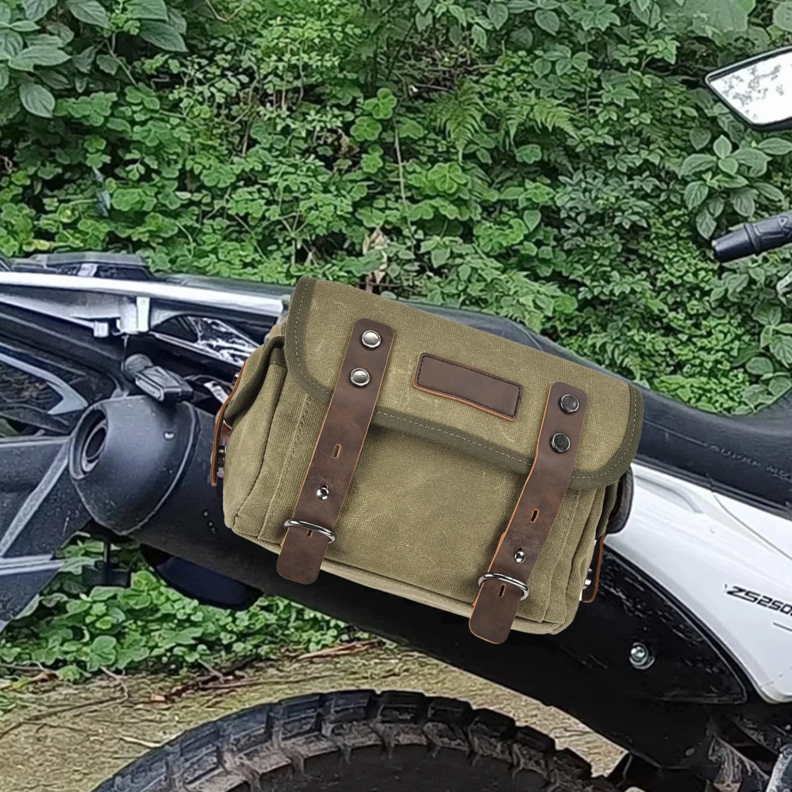 Borsa Da Sella Per Moto Impermeabile In Tela Cerata Resistente Con Fibbia In Metallo