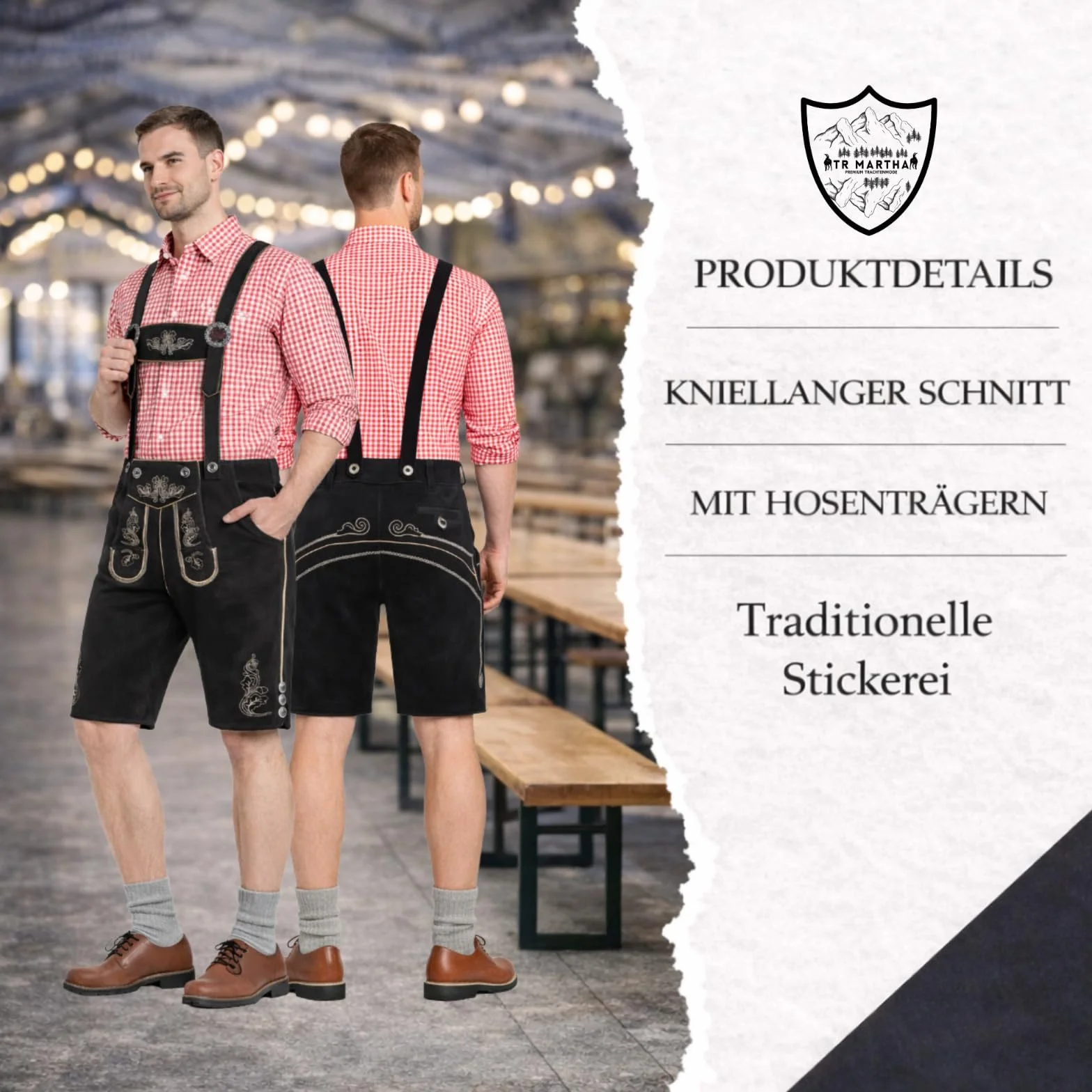 Pantaloni in pelle Oktoberfest Lederhosen uomo marrone scuro taglia 46-60