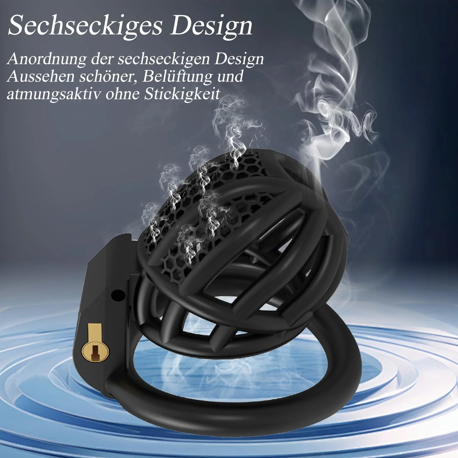 BDSMYEE chastity cage gabbia castità per uomo con 4 cockrings nero M