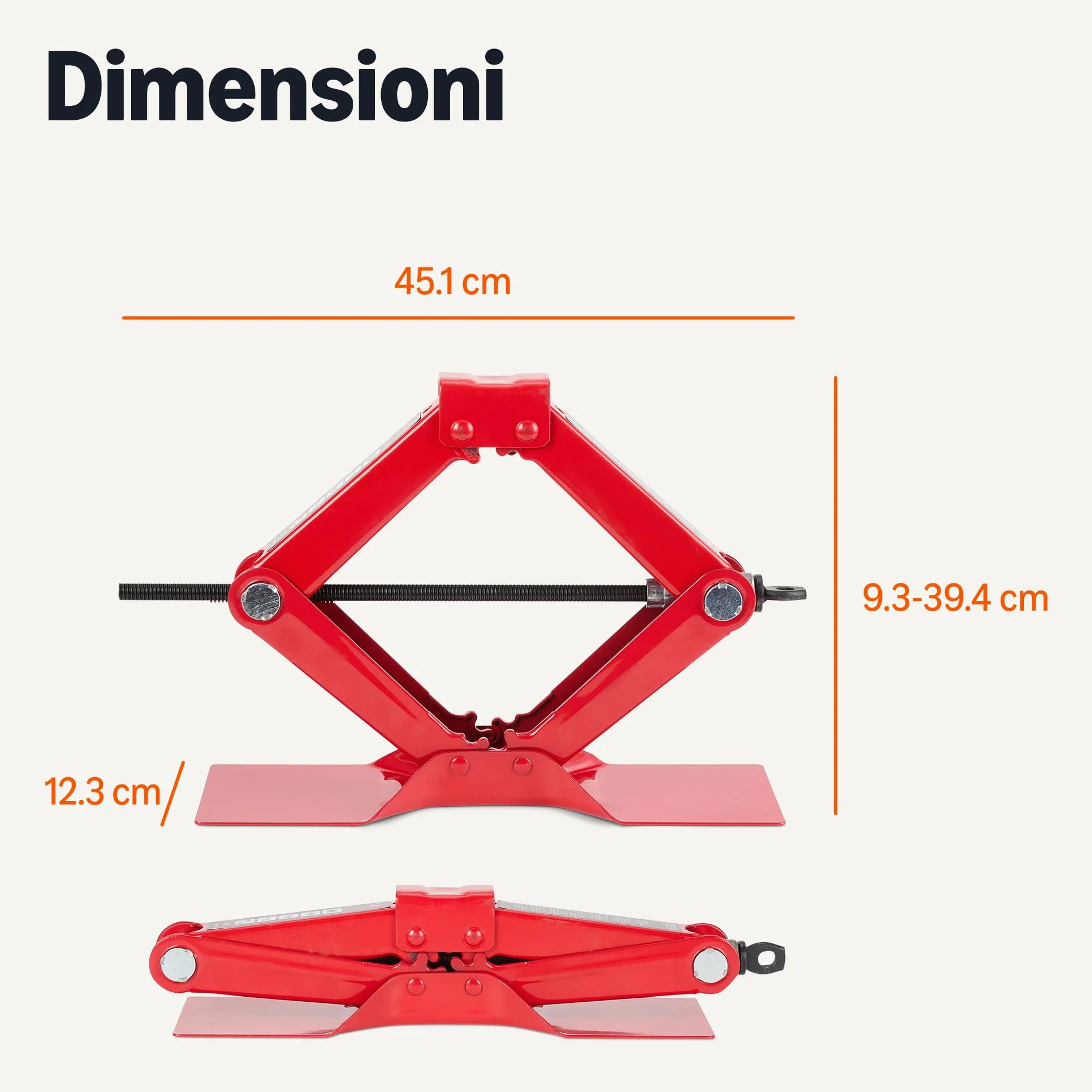 Amazon Basics Forbice e Presa Portatile per Auto, Capacità 1,65 Tonnellate, Rosso