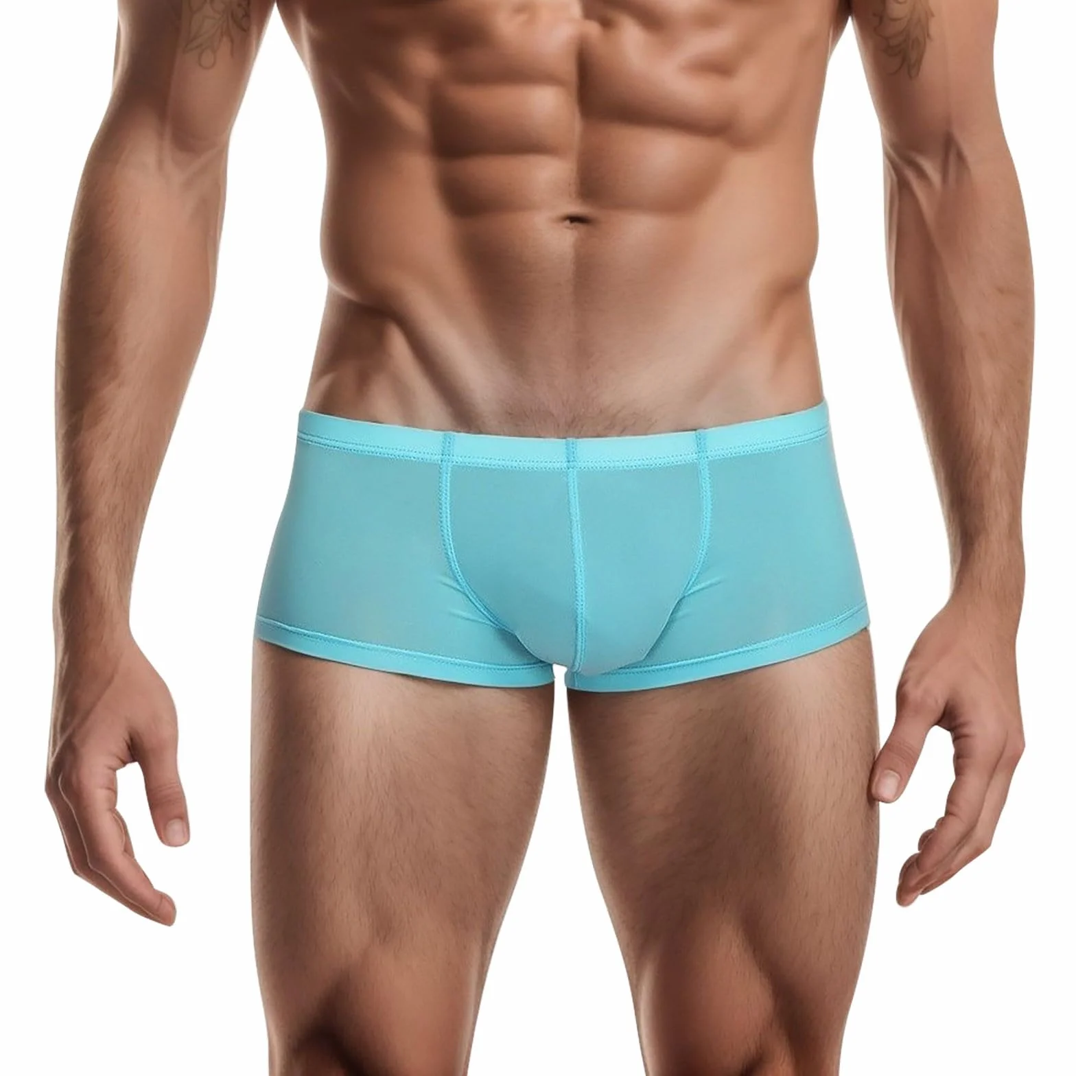 Boxer da uomo a vita bassa hipster pantaloncini corti trunks elastico in vita traspiranti morbidi larghi biancheria intima