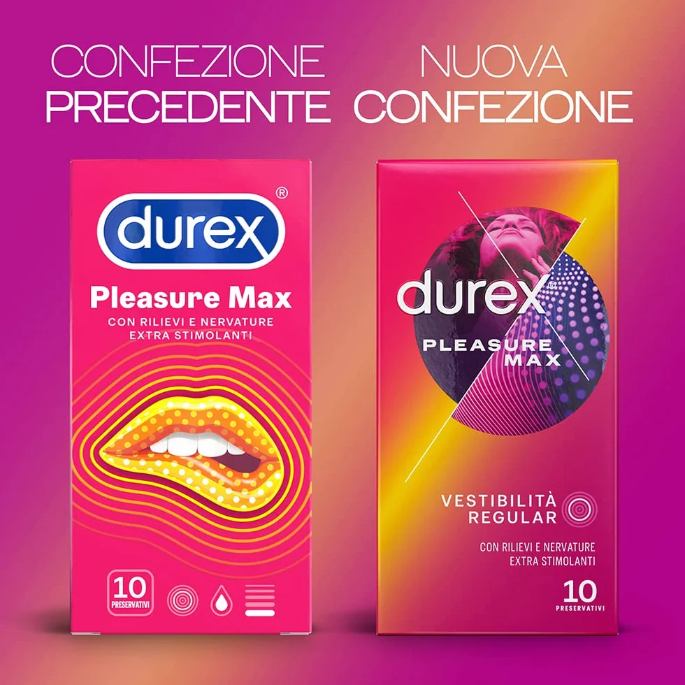 Durex Pleasuremax Preservativi con Rilievi e Nervature 10 Pezzi