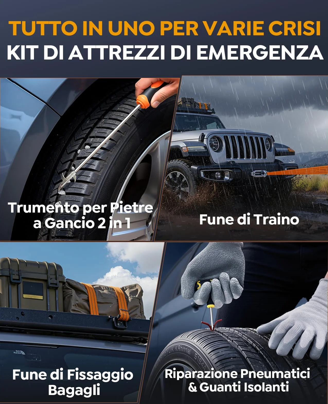 16-In-1 Avviatore Batteria Auto con Compressore 160PSI 8000A 27000mAh, Tutto Gas/14.0L Diesel Avviatore Emergenza per Auto/Moto 12V, YaberAuto Booster Avviamento Portatile Starter Batteria