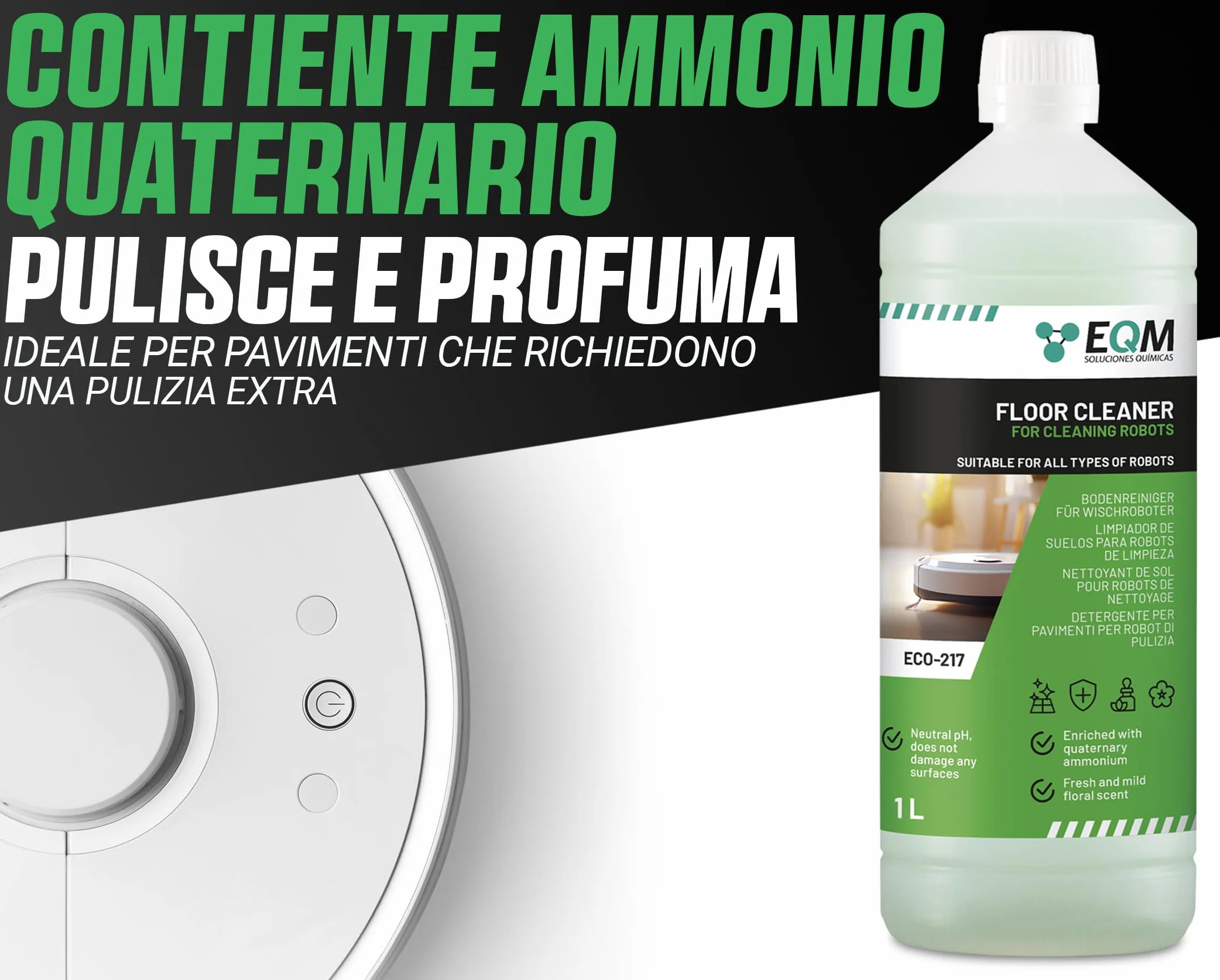 EQM ECO-217 Detergente per Robot Lavapavimenti 1L pH Neutro