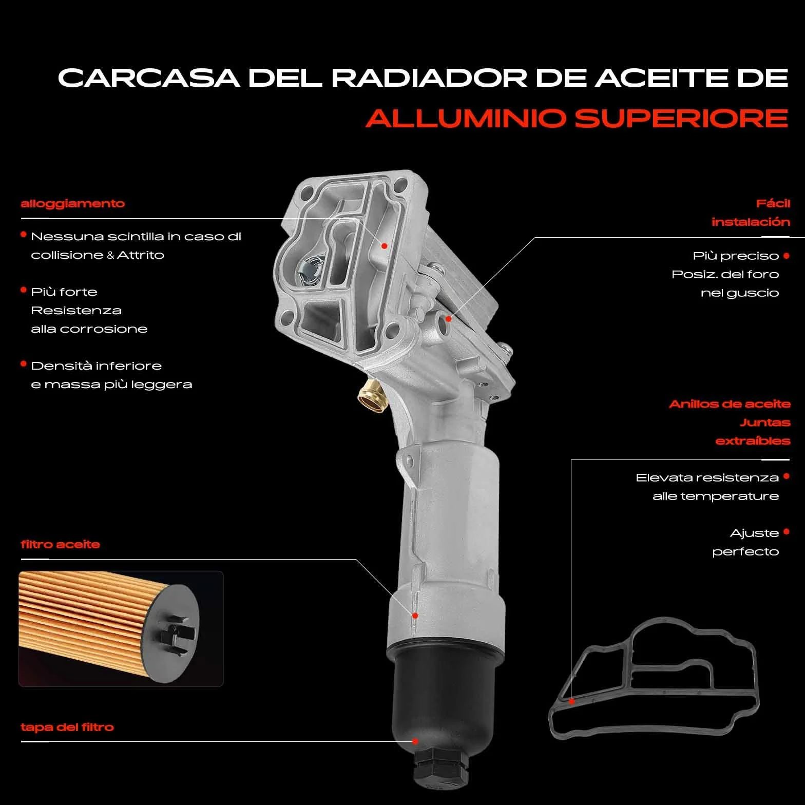 Frankberg Radiatore dell'olio Filtro dell'olio Benzina Compatibile con SLK R171 1.8L Sprinter 3-T Bus B906 1.8L Classe CLC CL203 1.8L